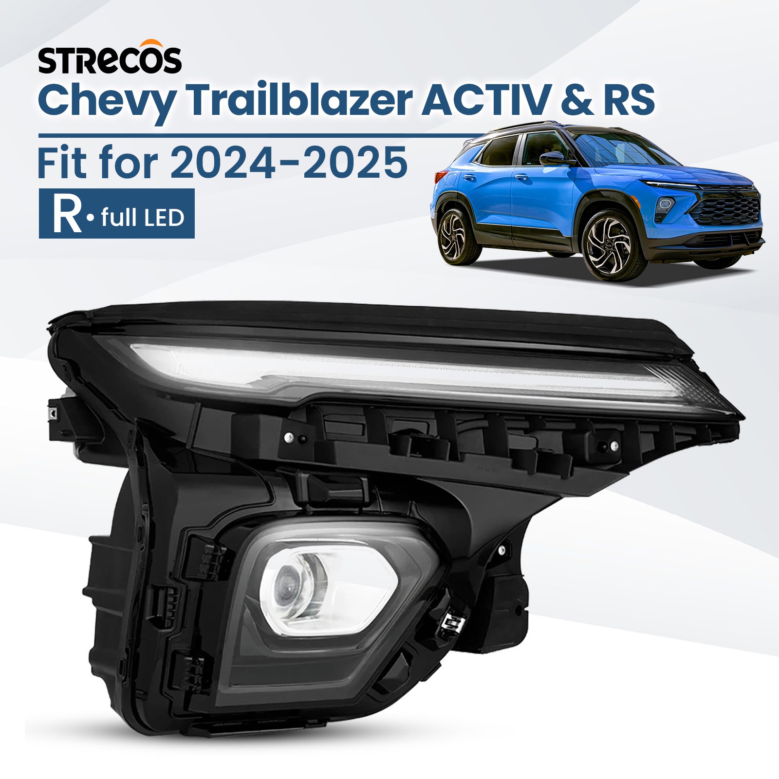 For 2024 2025 Chevy Trailblazer Full LED Headlight Projector Black Passenger RH