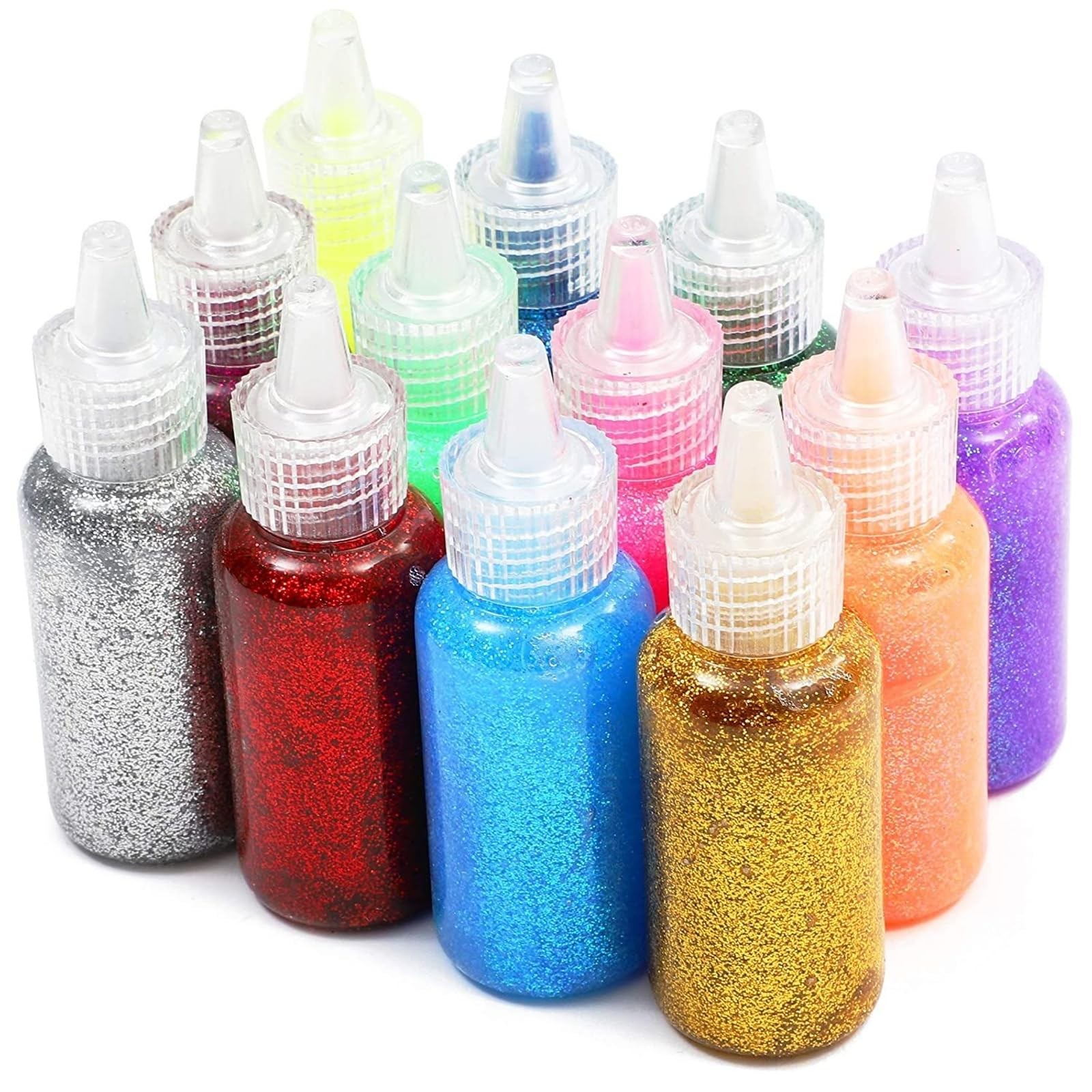 Bright Creations Glitter Glue for Yellow,Orange,Blue,Green,Pink,Silver,Purple
