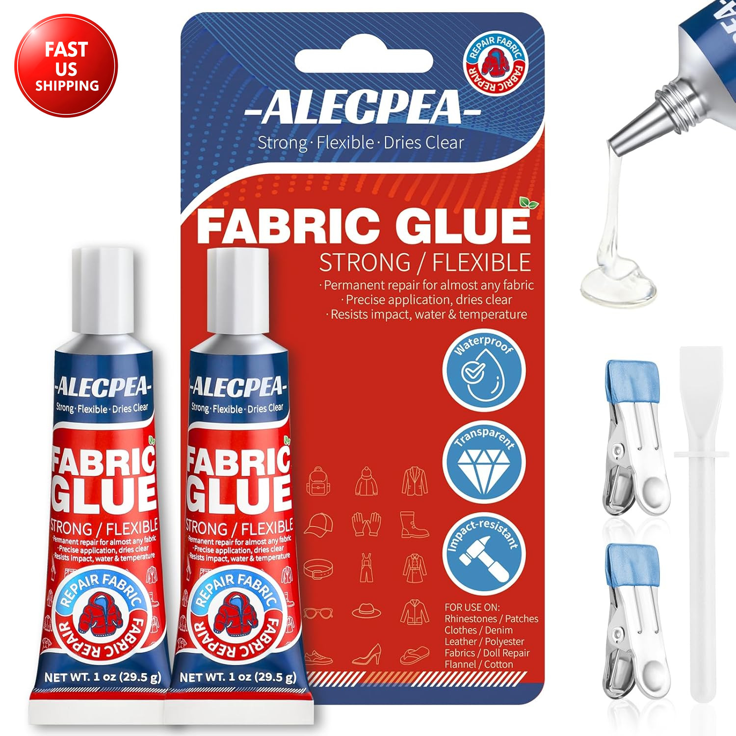 Permanent Fabric Glue Washable, 2-Pack Liquid Stitch for Clothing, Professional