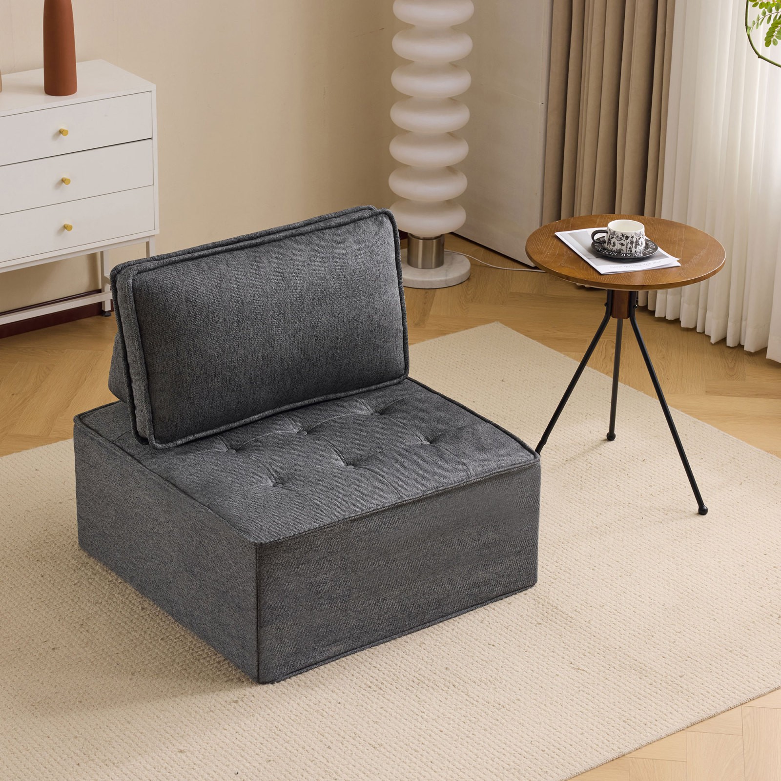 Dark Gray Linen Modular Sofa Sectional, 31.89" x 31.89" x 15.35"