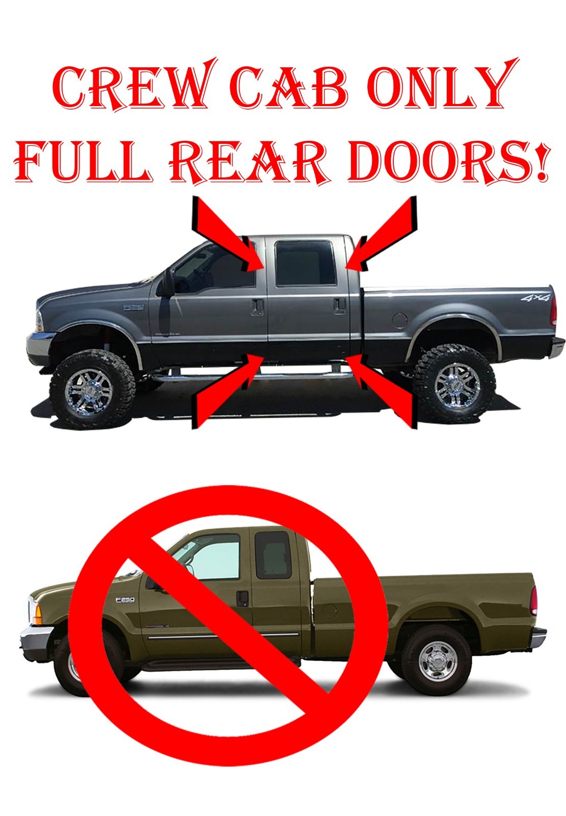 99-17 Ford Super Duty Crew Cab Inner Full length outer Rocker Panel Cab Corners