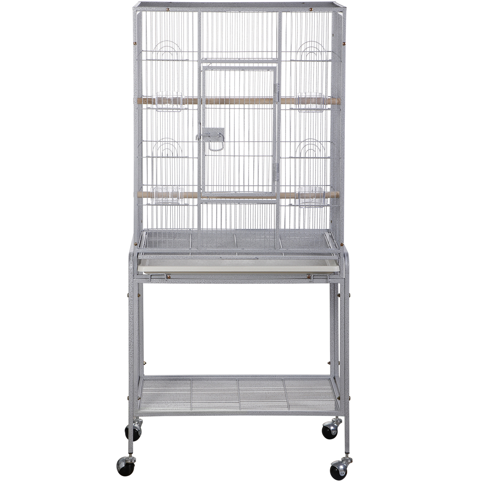 53'' Wrought Iron Flight Bird Cage Parrot Parakeet Conure Cage w/ Stand White
