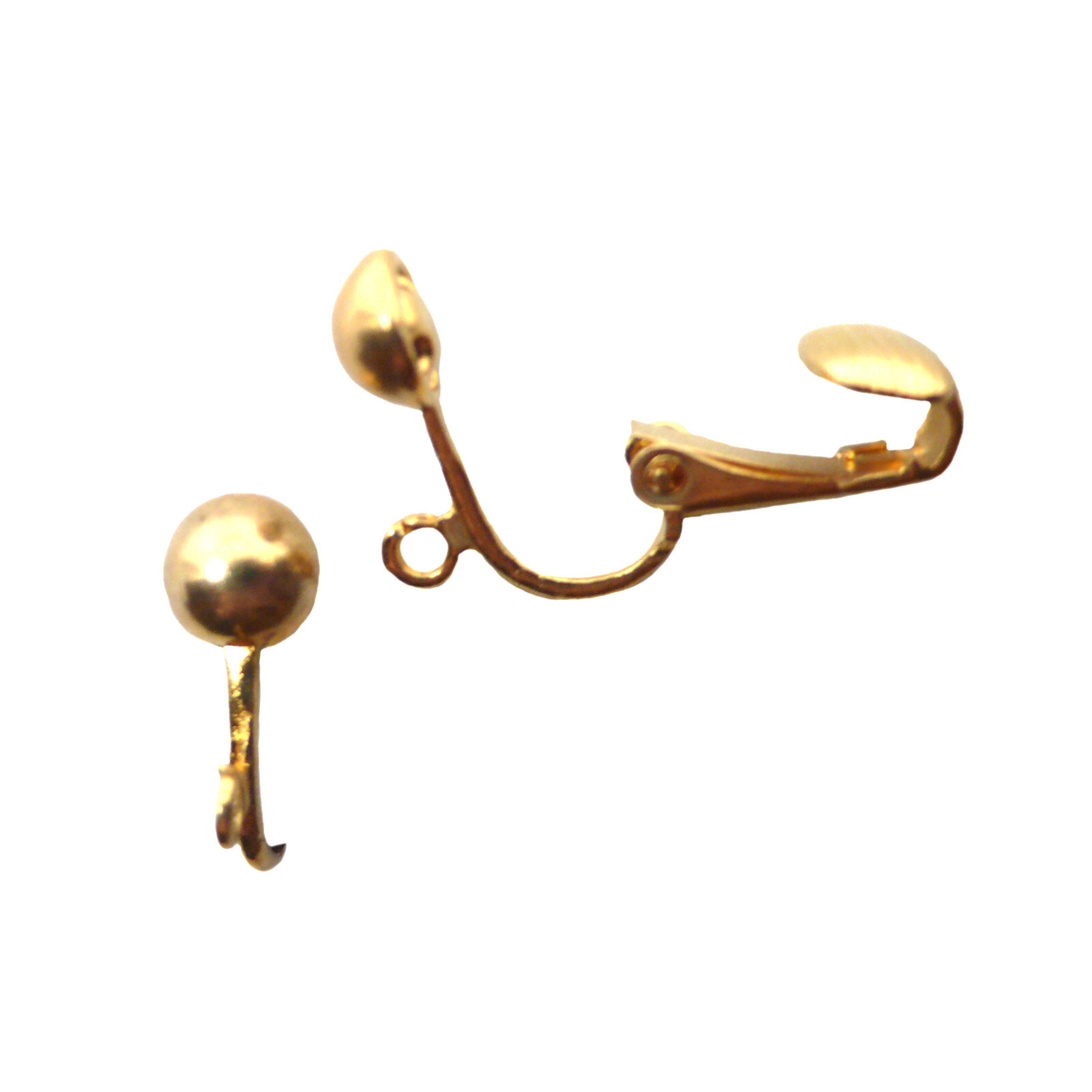 Clip On Non Pierced Earring Findings w Open Ring 6.5mm Half Ball Gold Tone 32 pc
