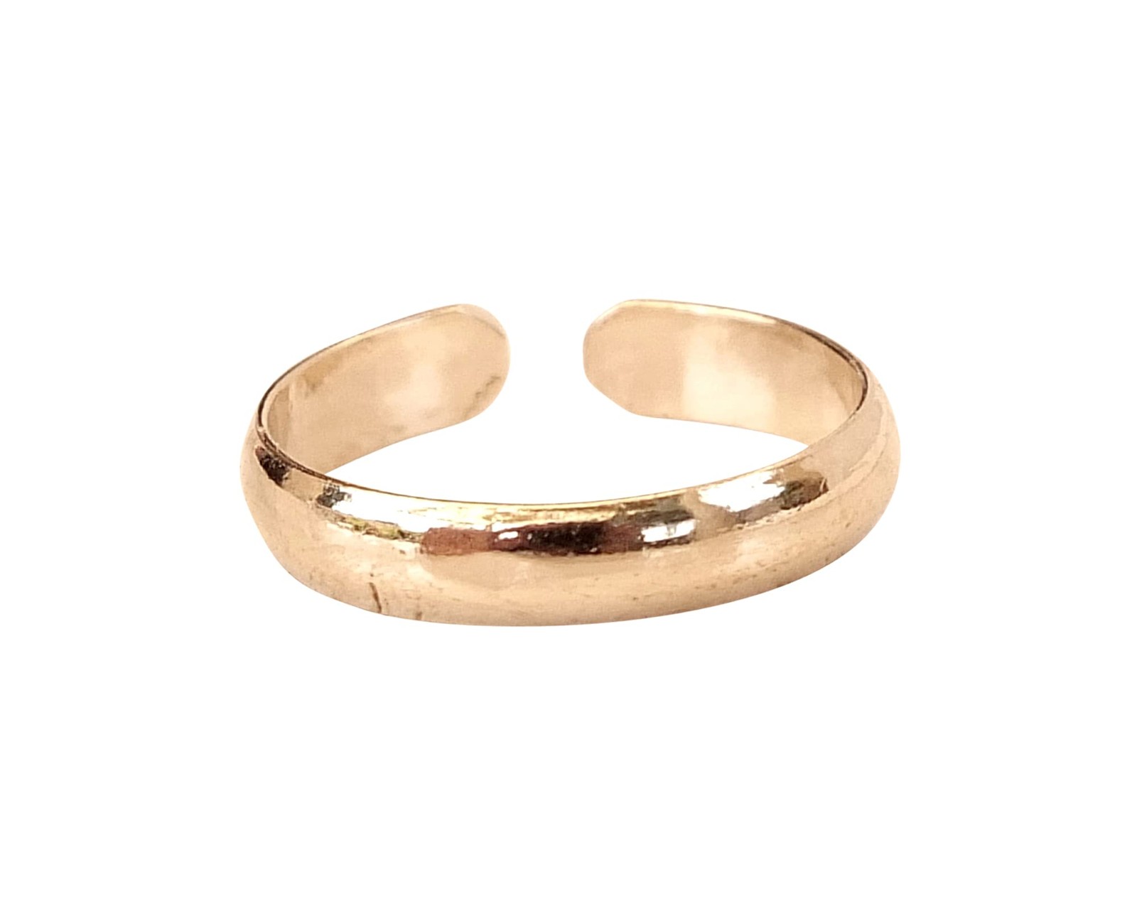 Handmade Gold Plain Band Adjustable Toe Ring, Yellow Gold Plated over Sterlin...