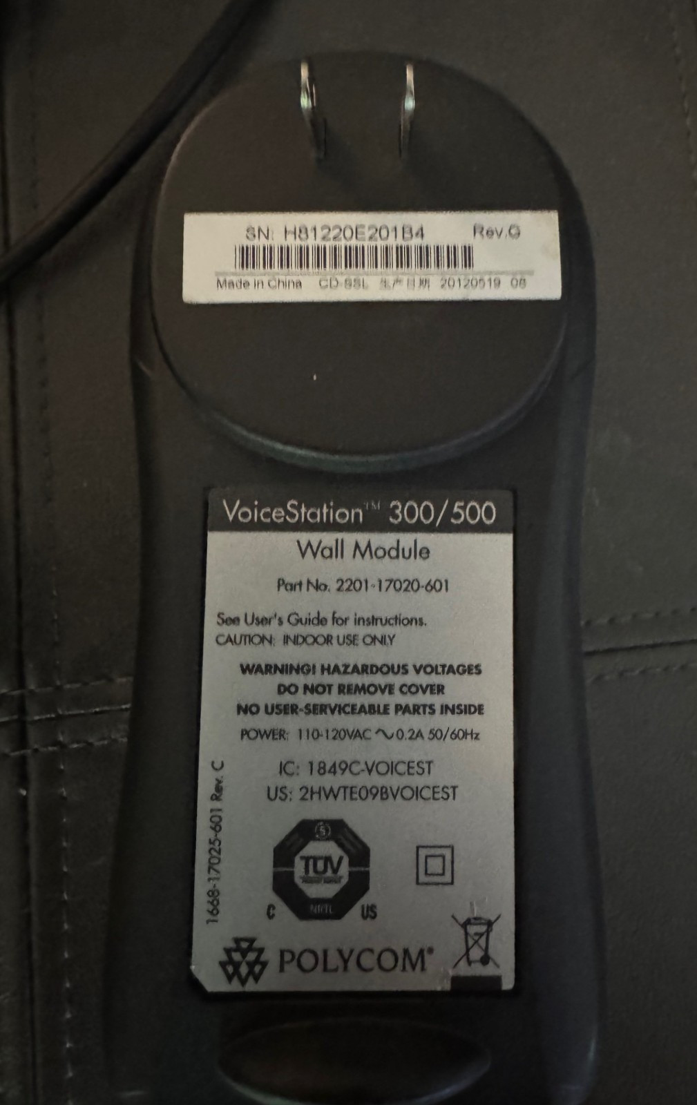 Polycom Voice Station 500 and Wall Module with Cords-Used