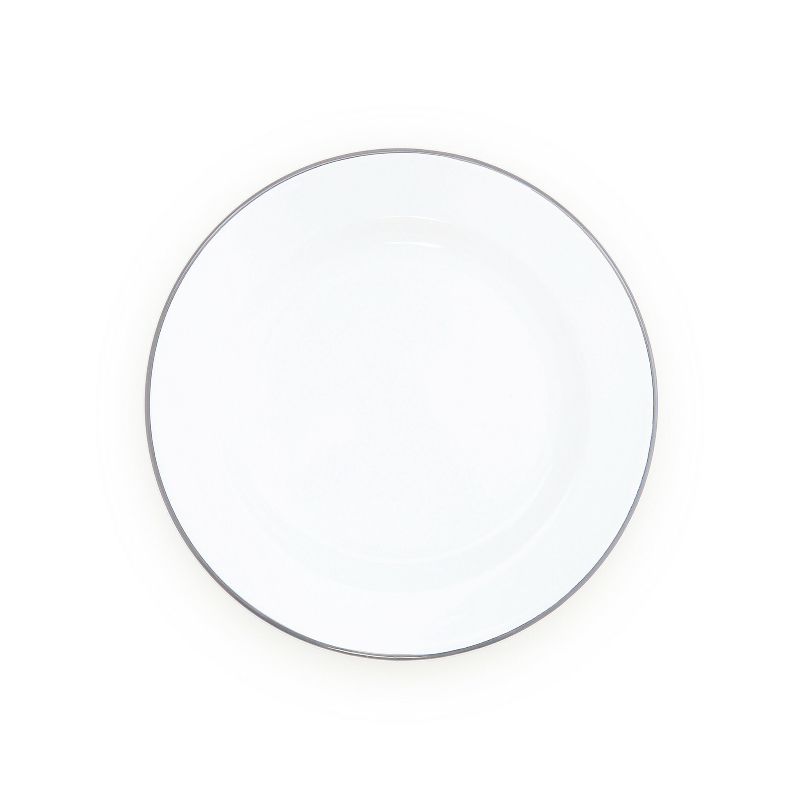 Crow Canyon Home Vintage White Grey Rim Dinner Plate Enamel Camp Plate Set of 2