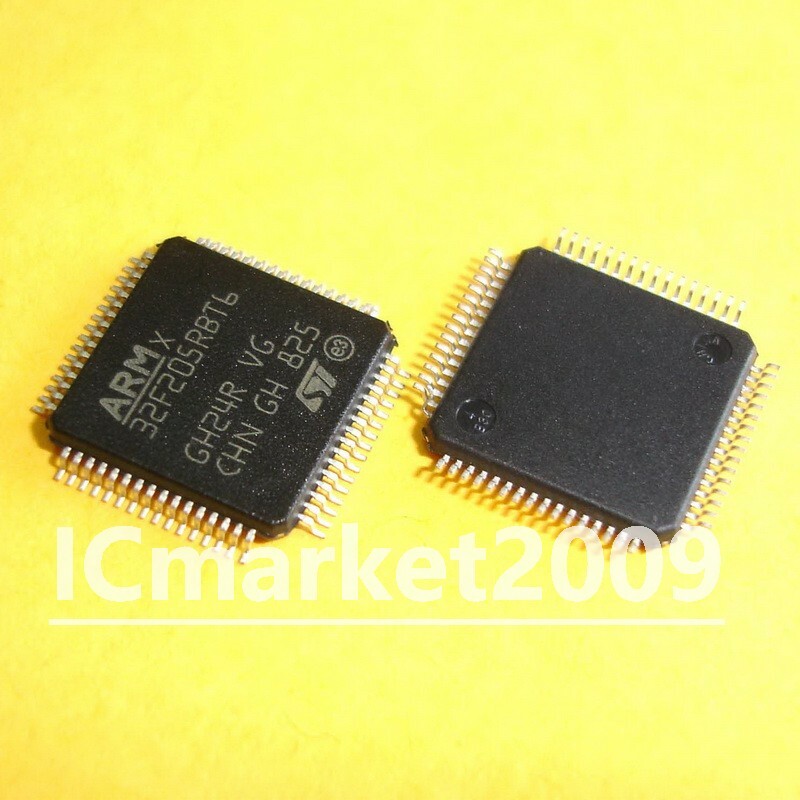 5 PCS STM32F205RBT6 LQFP-64 32F205RBT6 ARM-based 32-bit MCU 128KB Flash Chip IC