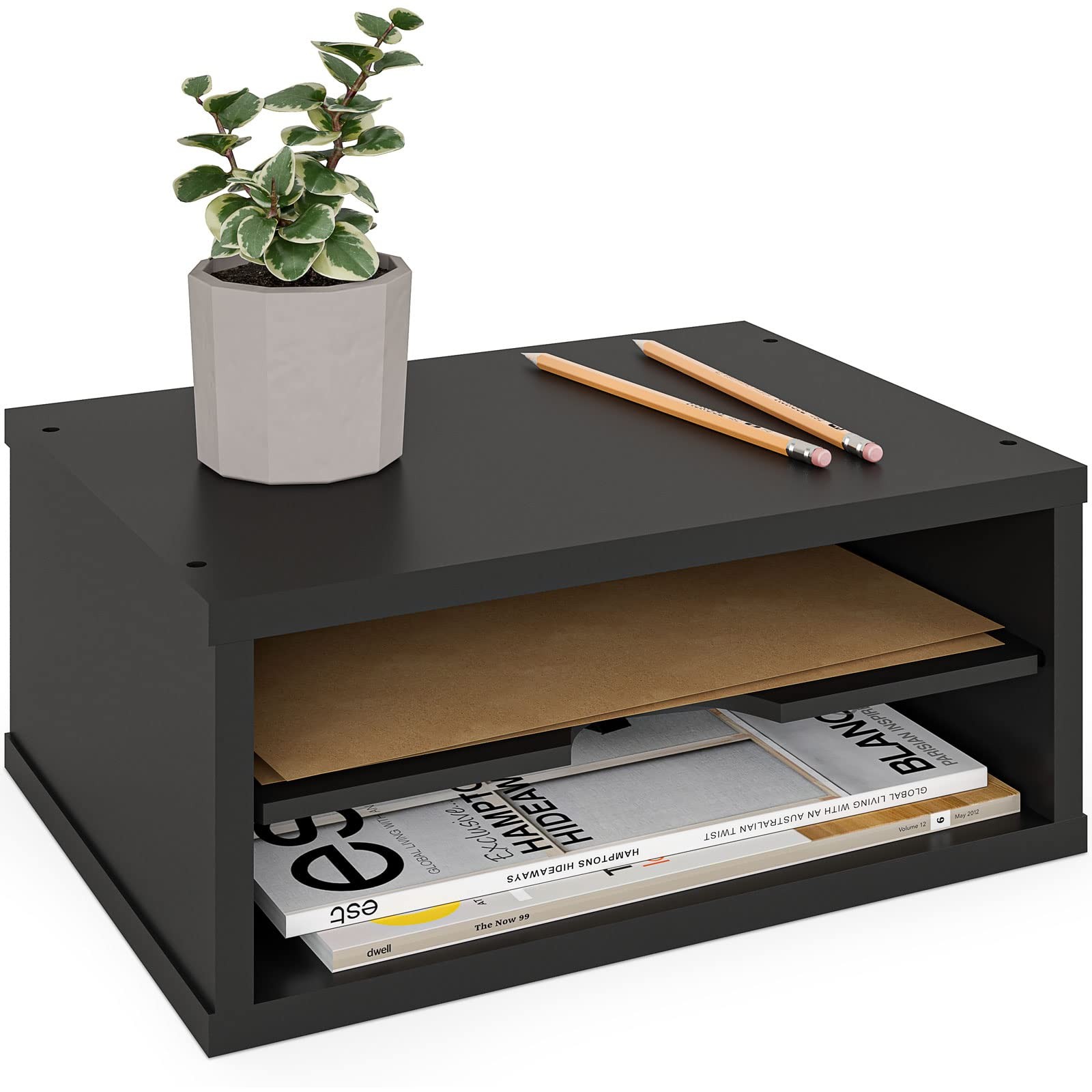 File Organizer, 2-Tier Document Sorter, Stackable Wood Desk Organizer Holder,...