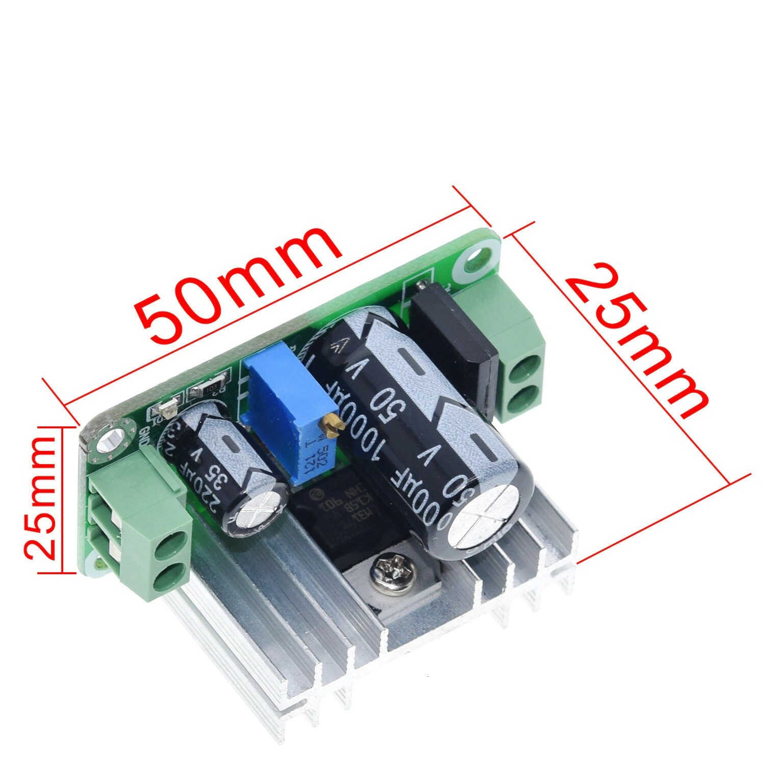 5-35VDC / 5-22VAC to 1-34VDC LM317T Step Down Linear Regulator Converter Module
