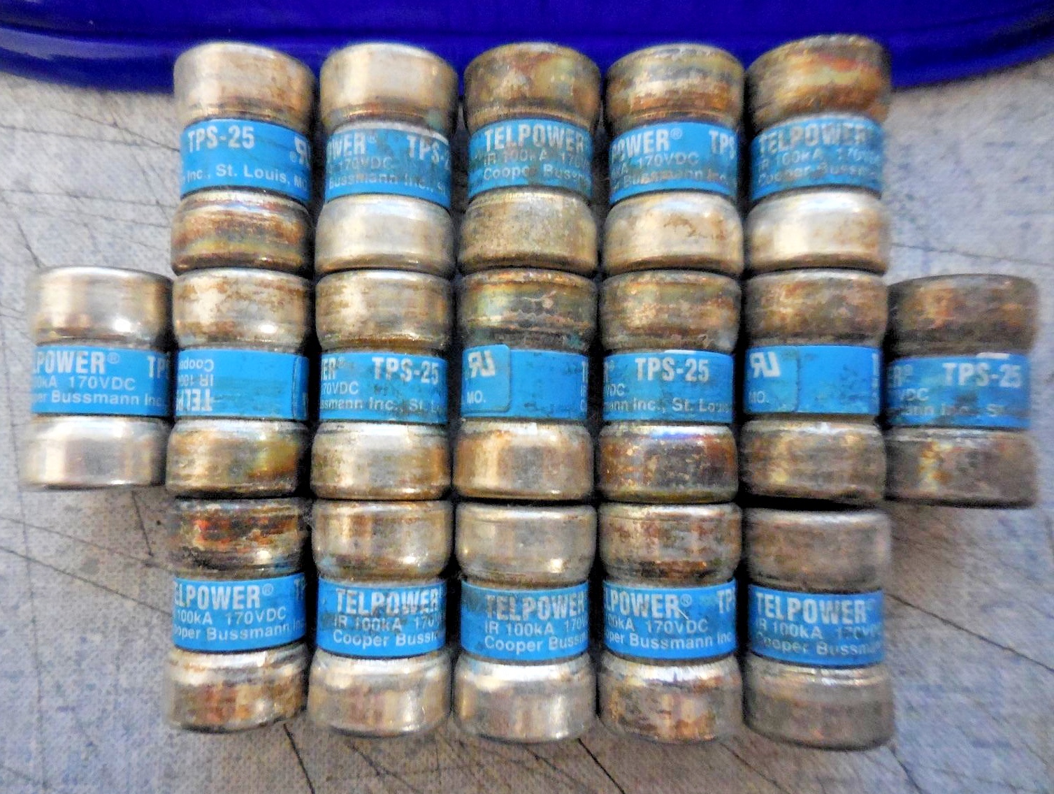 Cooper-Bussmann/ TPS-25/ IR 100kA/ 170 VDC/ 20 A/ Telpower Fuses (Lot of 17)