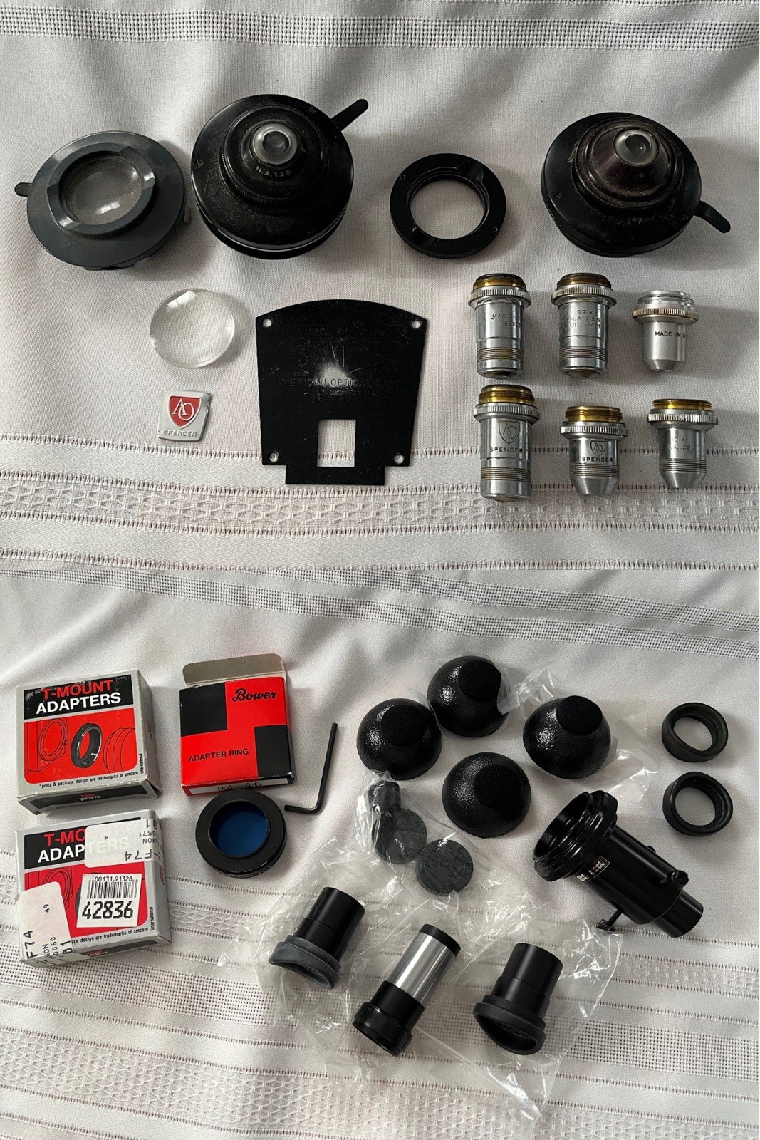 Lot of Misc. Microscope Lab Lenses and Accessories Spencer Nikon Edmund Hoya