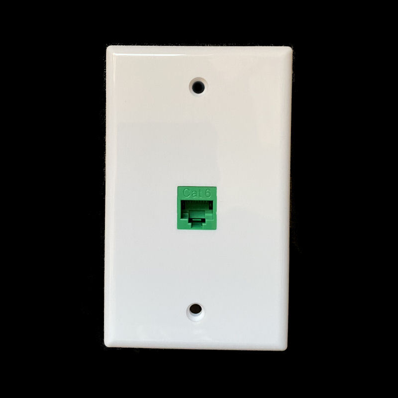 Ethernet Wall Plate CAT6 1-Port Single Gang Keystone RJ45 Network Female Green