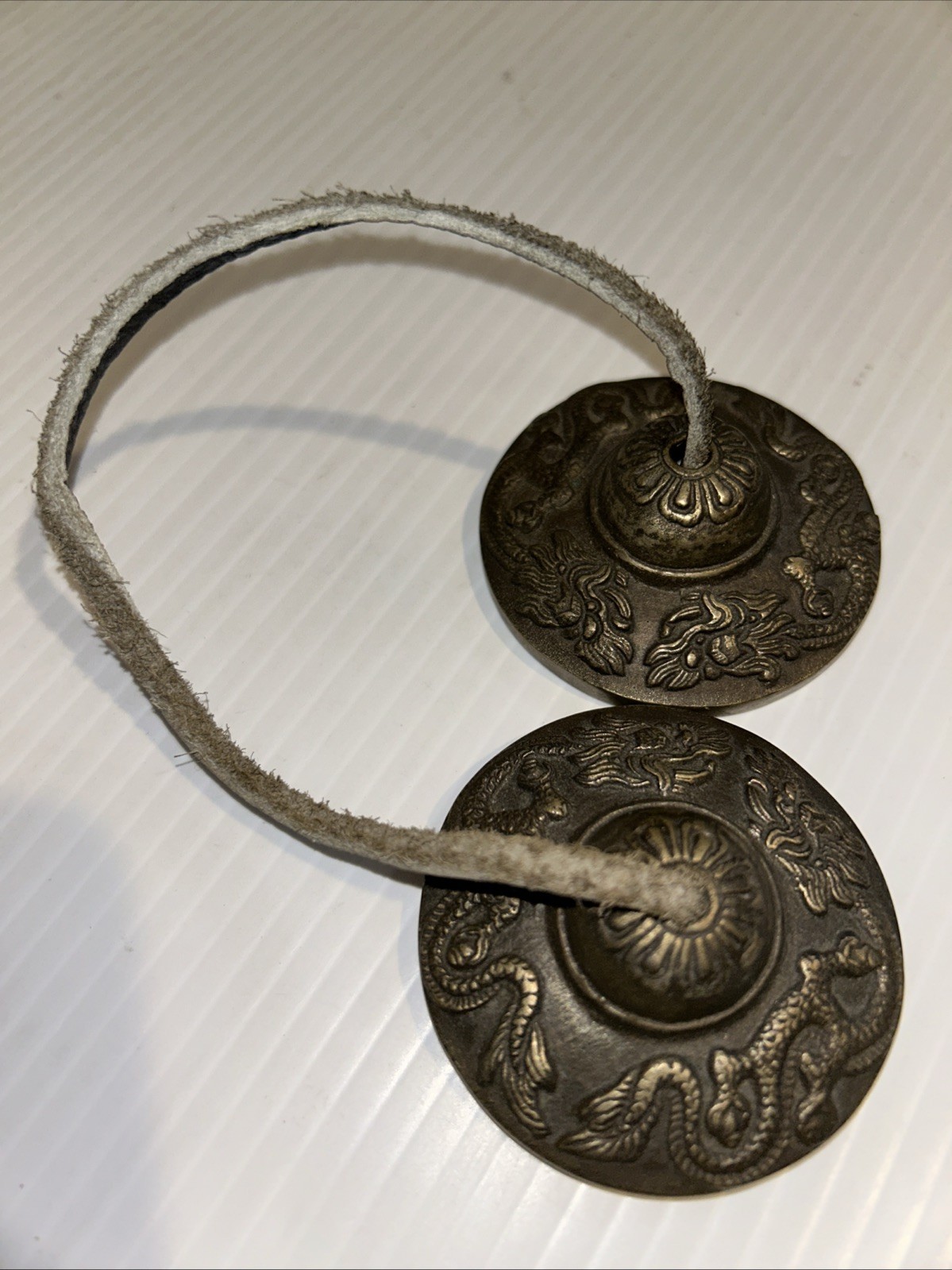 DRAGON TIMSHA BELLS FINGER CYMBALS BRONZE BUDDHA YOGA ENERGY CHIMES