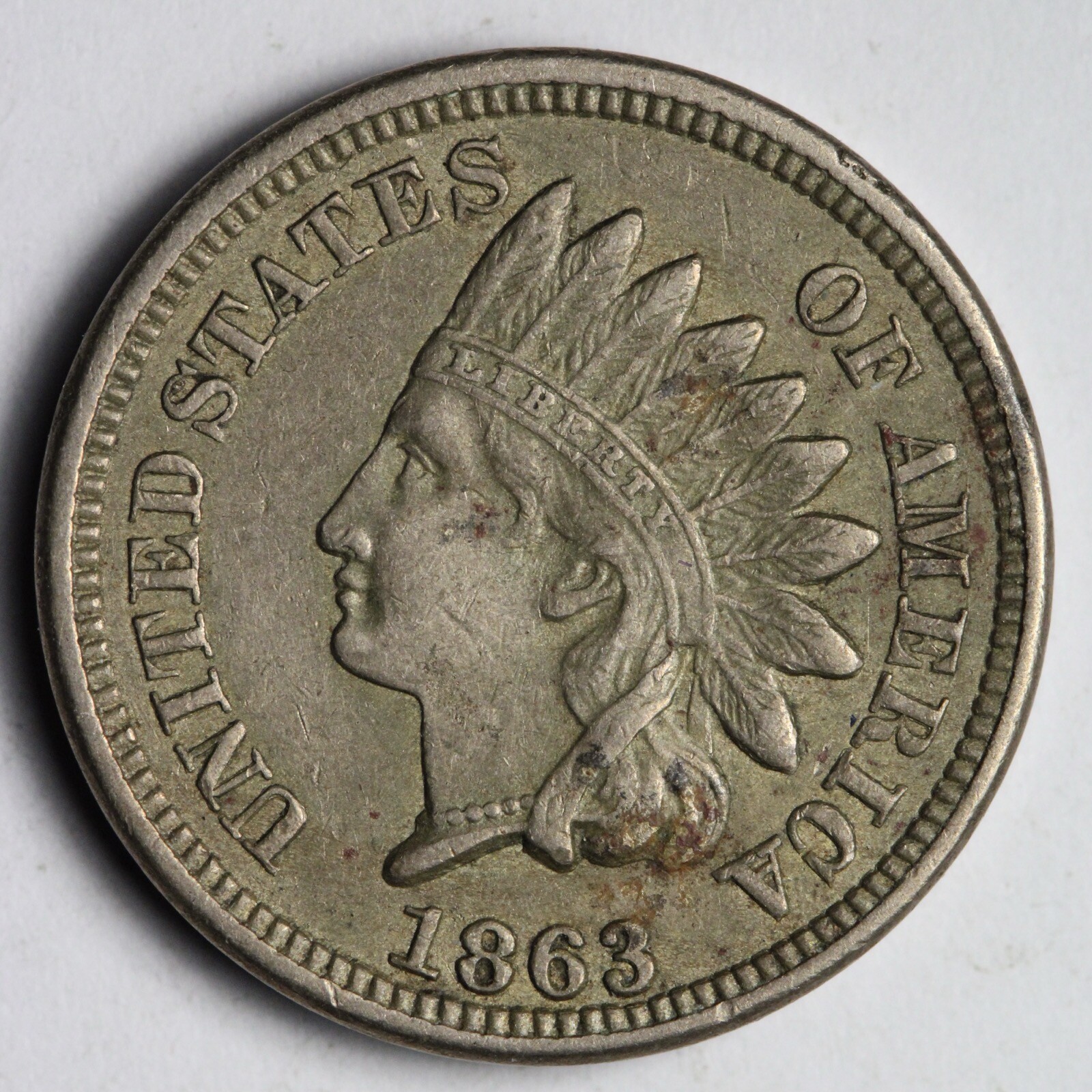 1863 Indian Head Cent Penny CHOICE AU E208 QMA