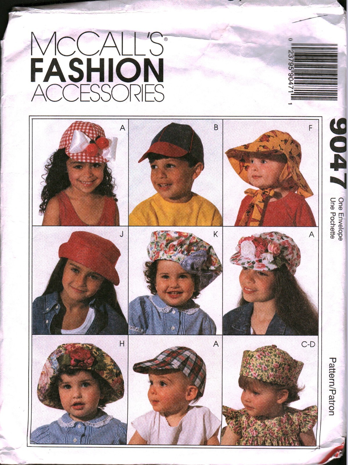 9047 Vintage McCalls SEWING Pattern Girls Boys Baseball Cap Sailor Hat  Beach