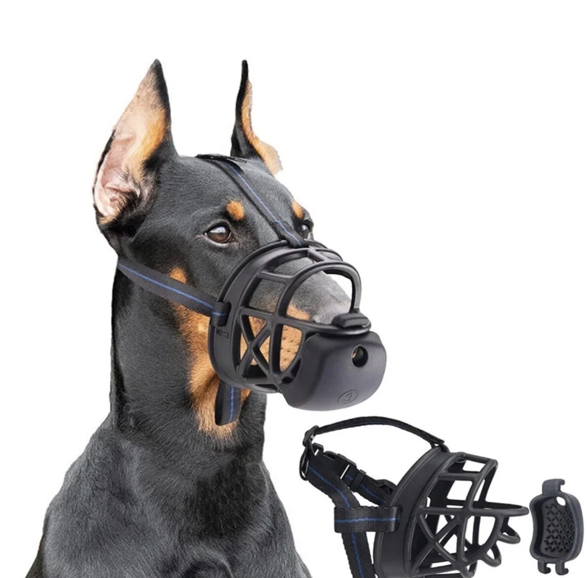 Zeaxuie Humanized Basket Dog Muzzle Black with Slow Feeder Pad Size XXL