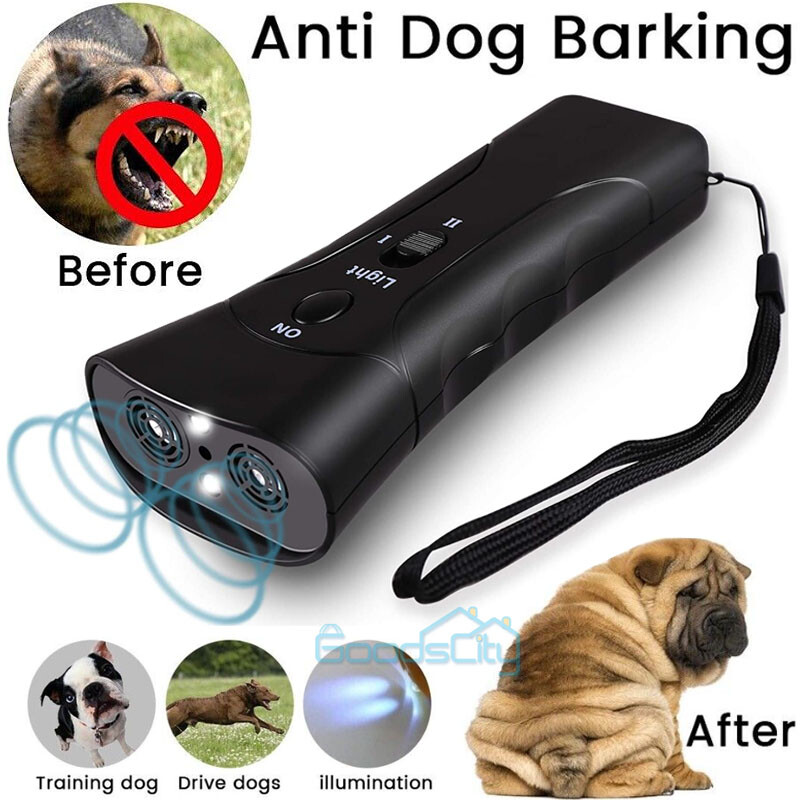 Dispositivo Anti-Ladridos de Perro Silenciador de mano Ultrasonico 3 en 1