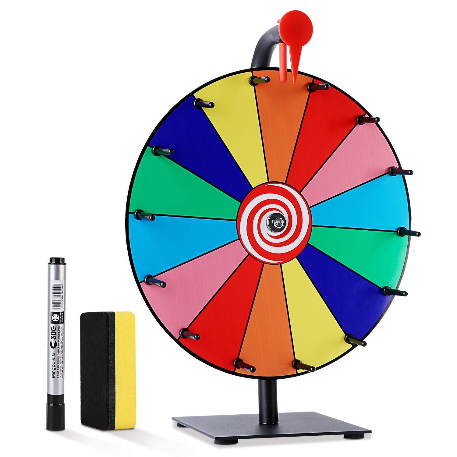 12 Inch Spinning Wheel for Prizes, 14 Slots Prize Wheel with Stand, Customiza...
