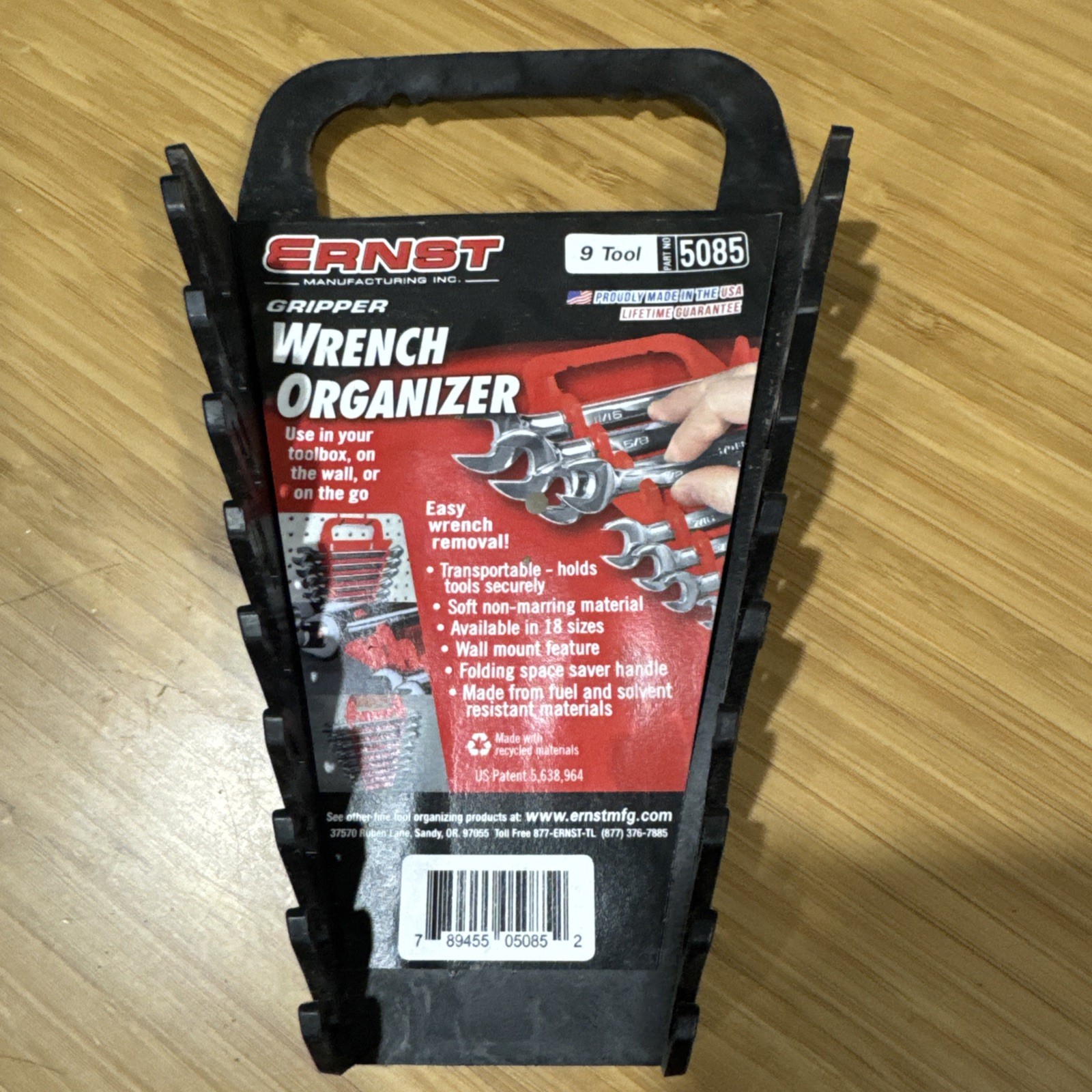 Ernst 5085 9-Tool "Gripper" Wrench Organizer BLACK