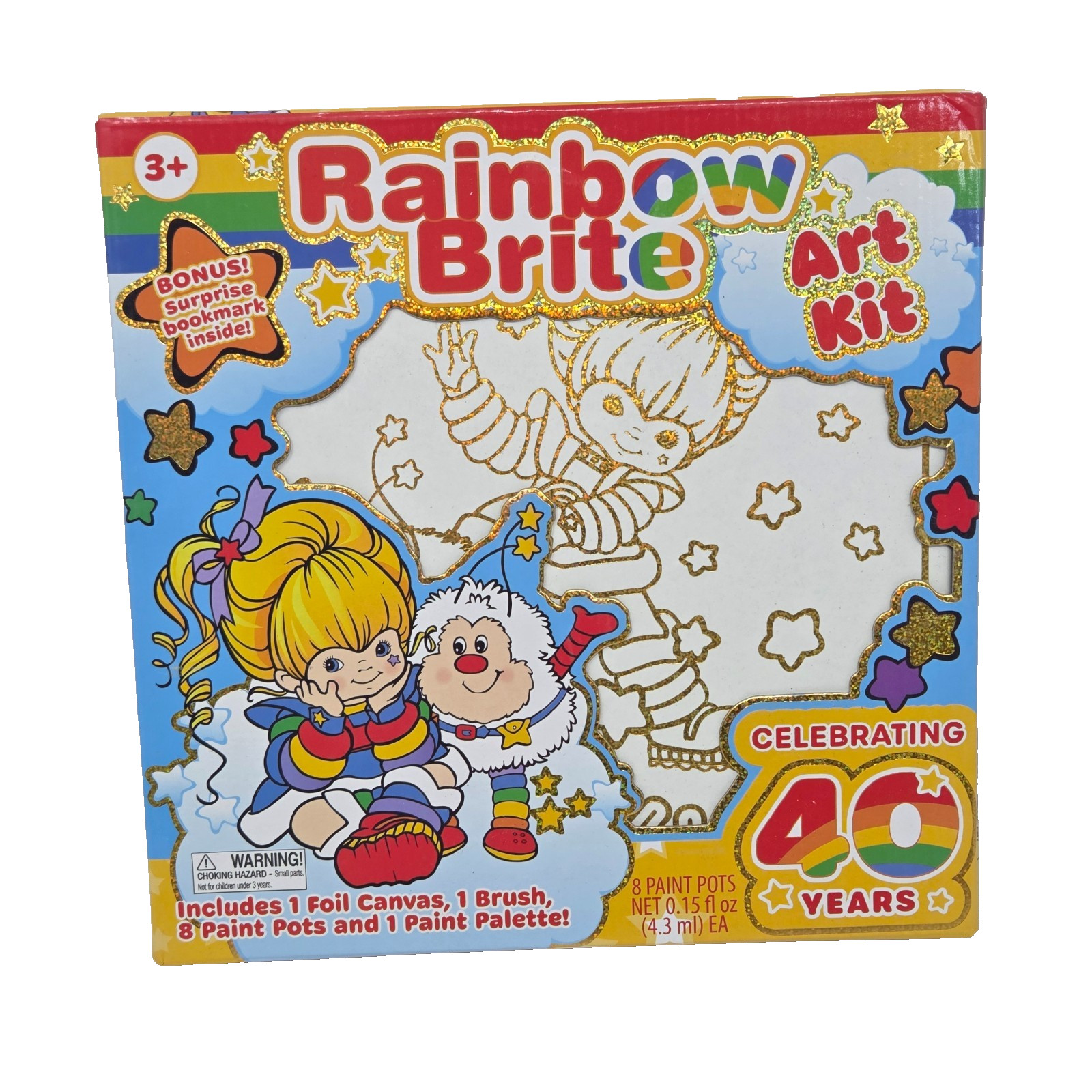 RAINBOW BRITE ART KIT FOIL CANVAS W/ PAINT & BRUSH NEW IN BOX 40 CELEBRATE YEARS