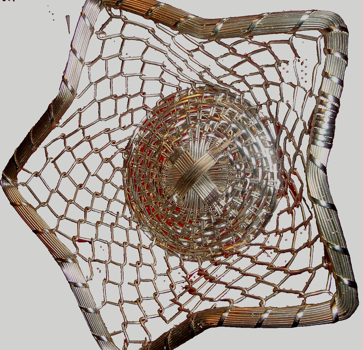 Star Shaped Silver-Tone Metal Woven Wire Basket 13" x 3.75" Patriotic Decor  340