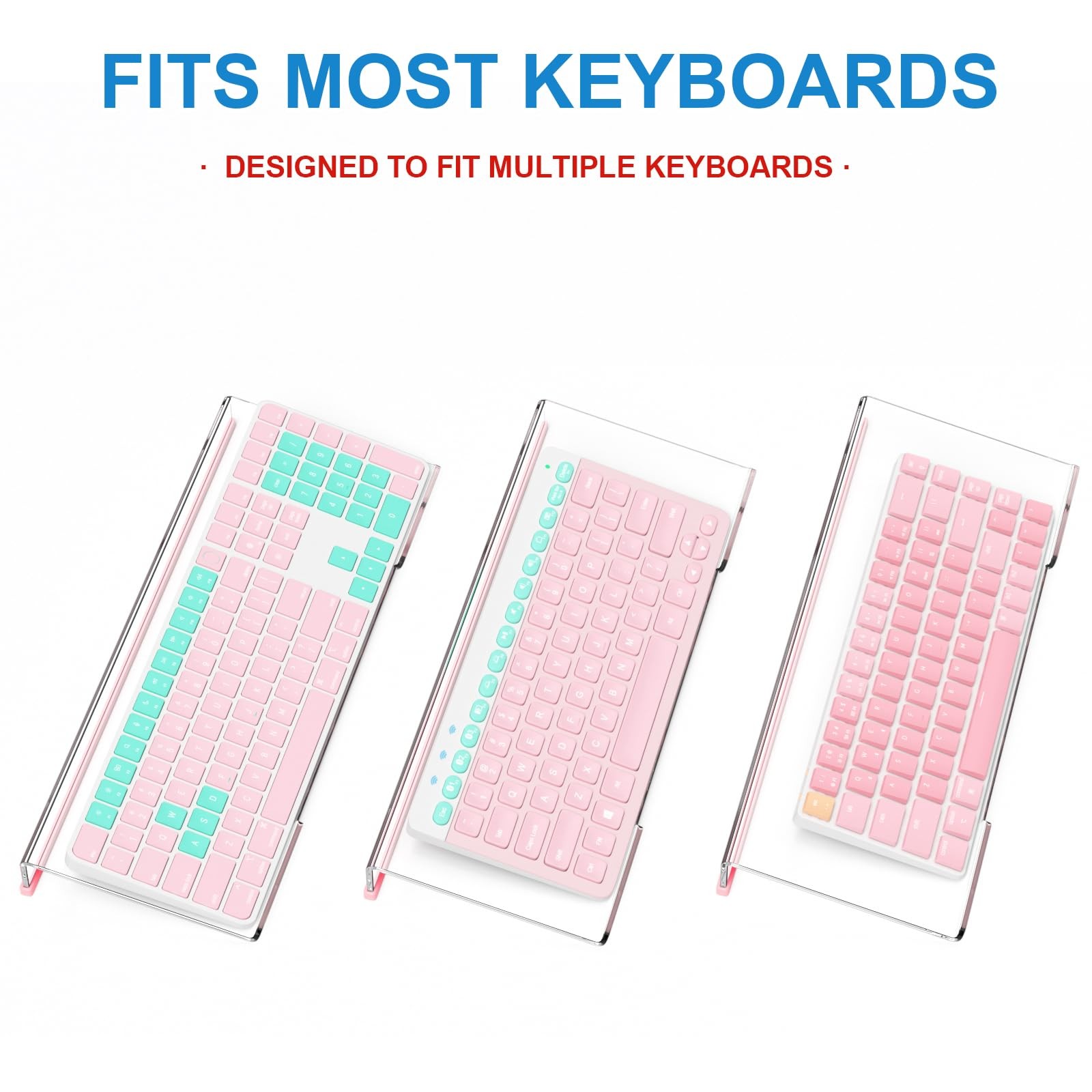 17" Wide Crystal Clear Ergonomic Acrylic Tilted Computer Keyboard Stand