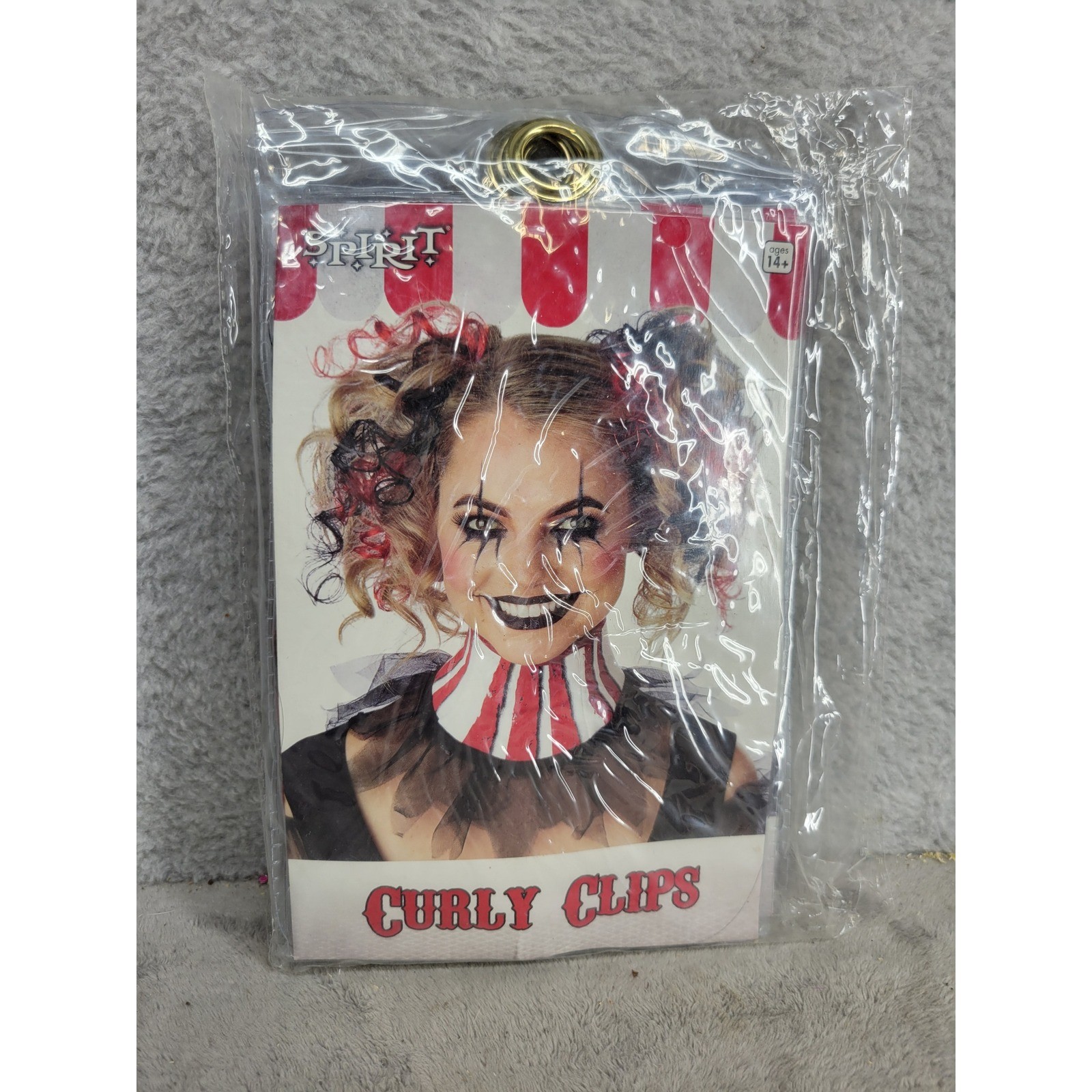 Spirit Halloween Curly Clown Clips Red Black Hair Costume Accessory