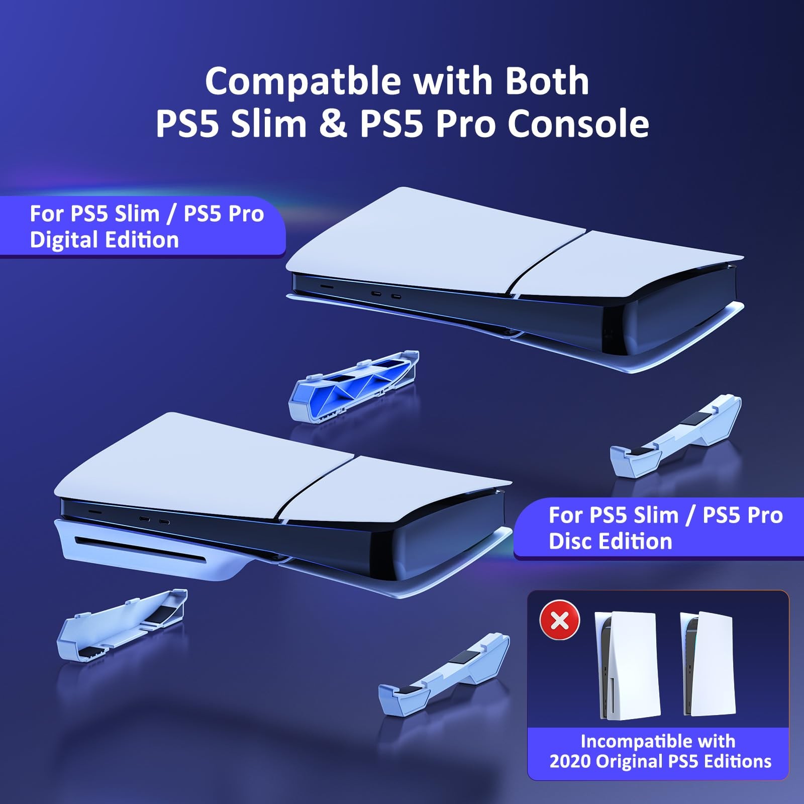 NexiGo Horizontal Stand for New PS5 Slim and Pro Console, Regular, White