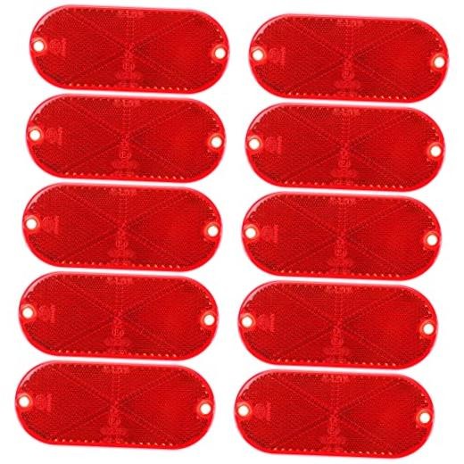 10 Pack Front Reflector Oval Reflector for Driveway Fence Gate Posts Red