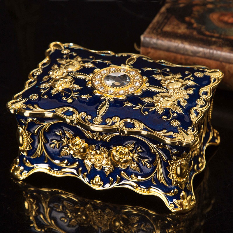 Enamel Colored Zinc Alloy Storage Jewelry Box Drip Glue Home Decoration
