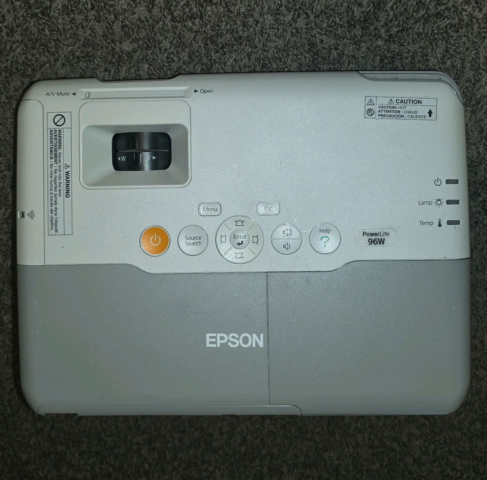 Epson PowerLite 96W 3LCD WXGA 1280x800 2600 ANSI Lumens Projector