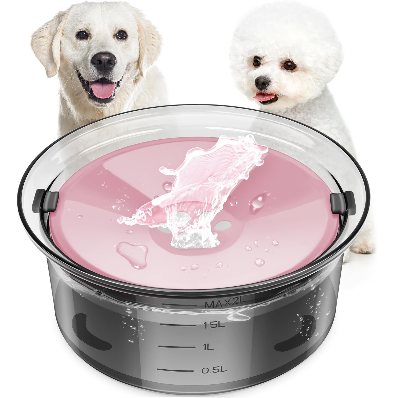 2L Dog Water Bowl No Spill, 70oz Large Spill Proof Dog Water Bowl Reduce Refi...