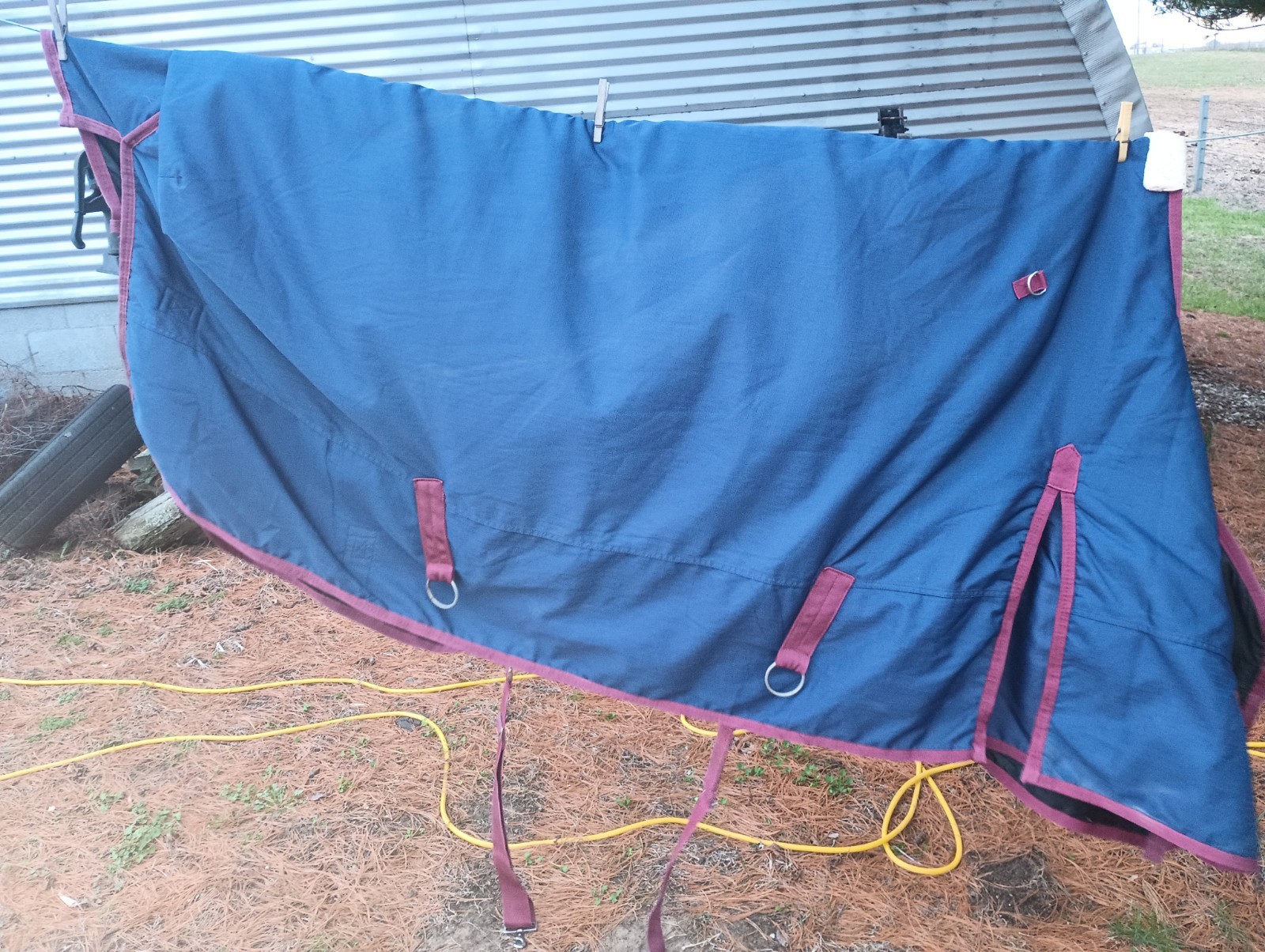 Ozark Leather Blue/Red Winter Horse Blanket 80"