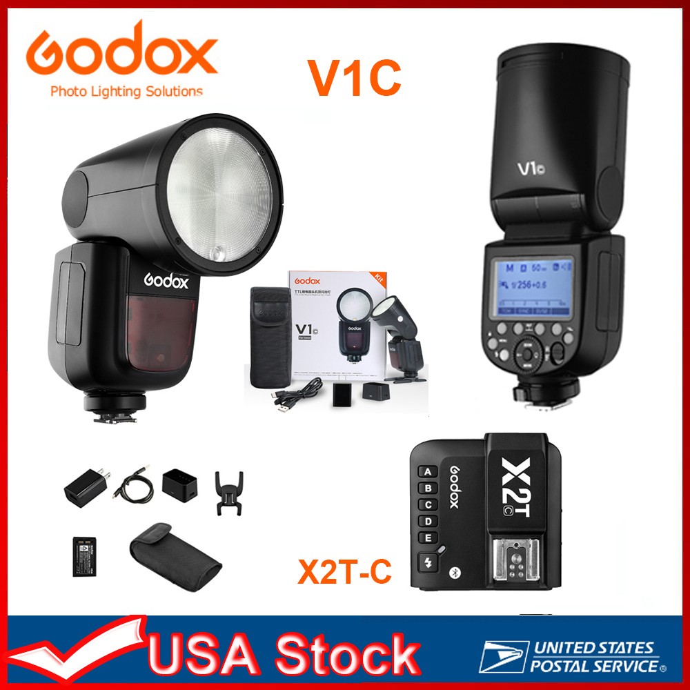 Godox V1-C 2.4G Wireless TTL Camera Flash + X2T-C Trigger Set For Canon New