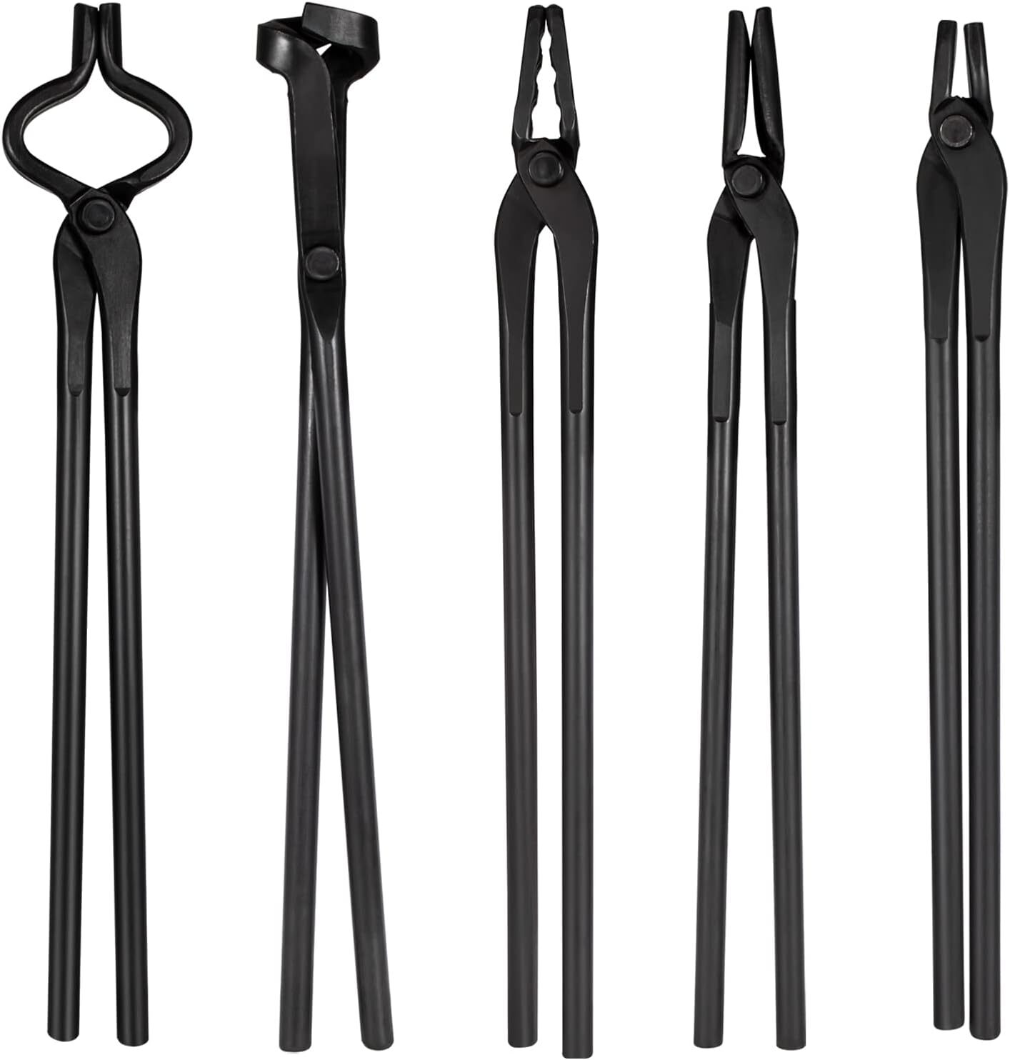 5 PACK Knife Making Tongs Set Bladesmith Blacksmith Tongs for Anvil Vise Forge