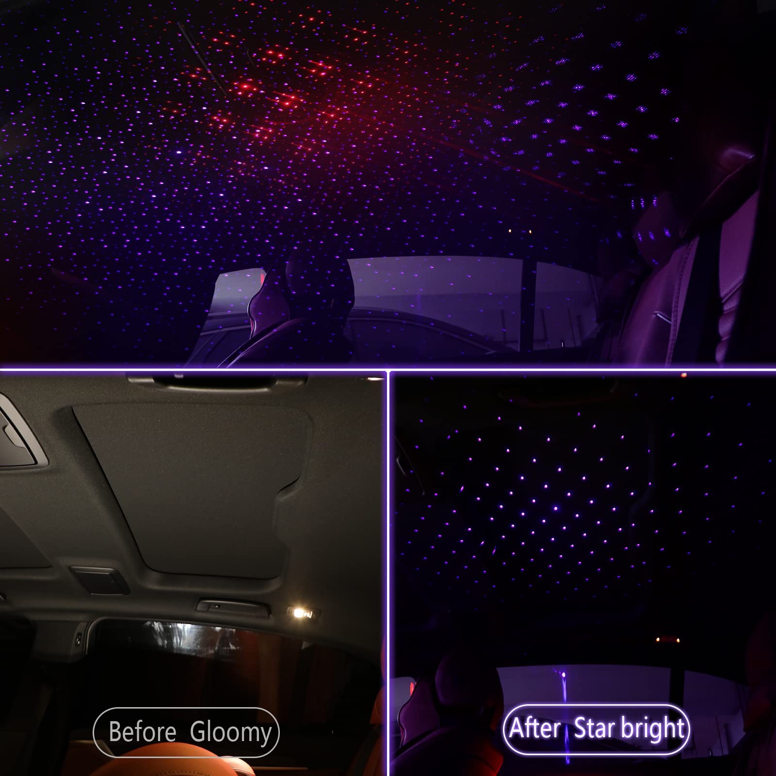 Hortsun 2 Pack USB Star Projector Night Light Adjustable Romantic Projector C...