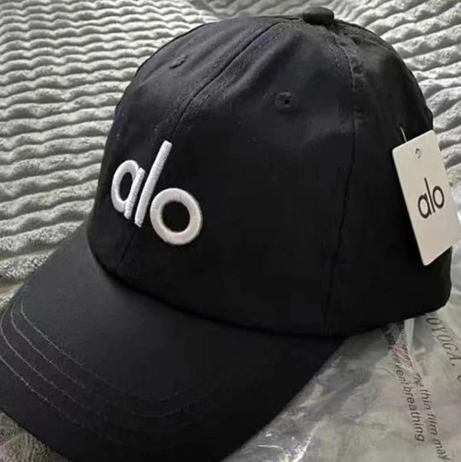 Аӏо Yoga Black Adjustable Baseball Cap White Embroidered Logo NWT