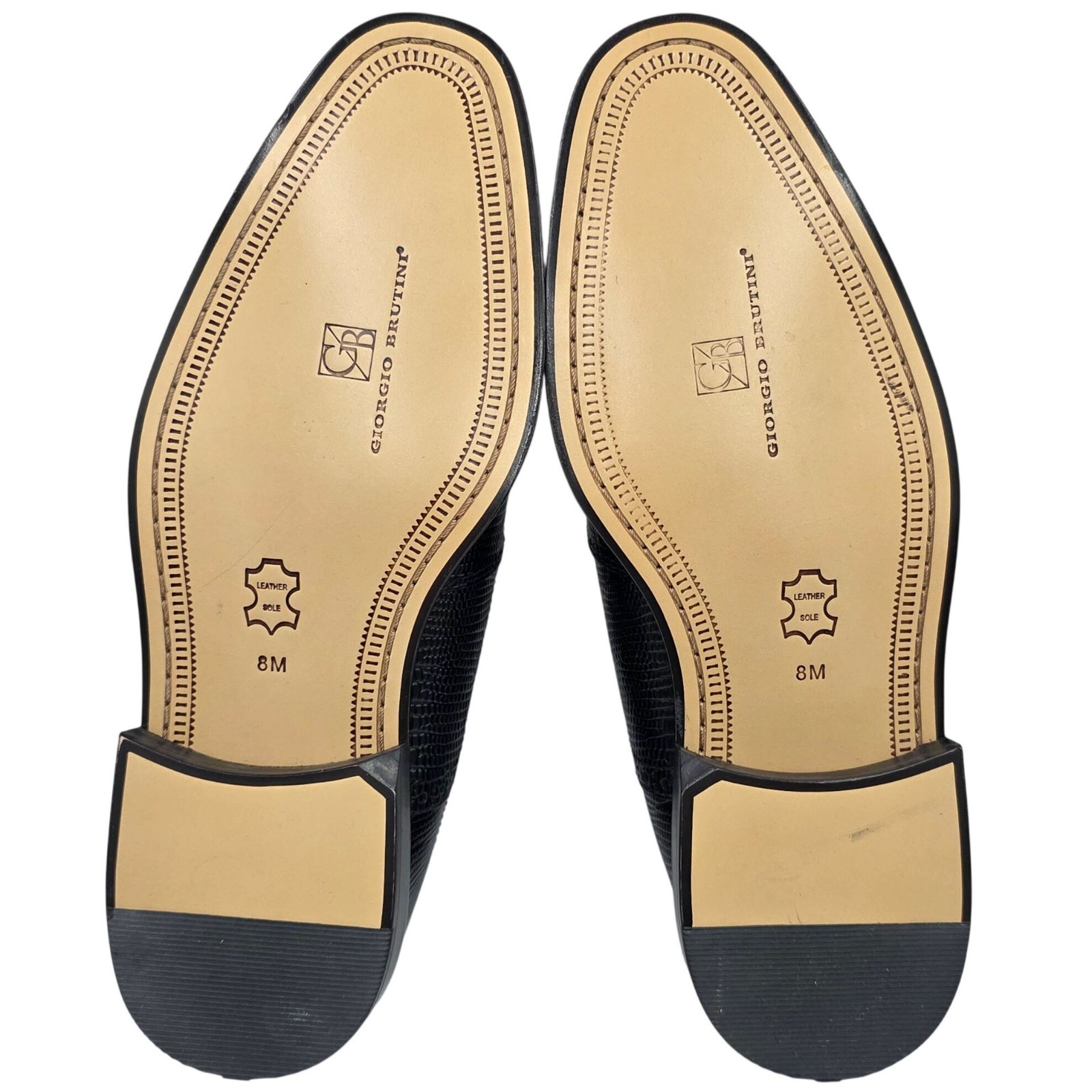 NEW Giorgio Brutini Black Lizard Print Leather Cap-toe Oxford Men 8M Dress Shoes