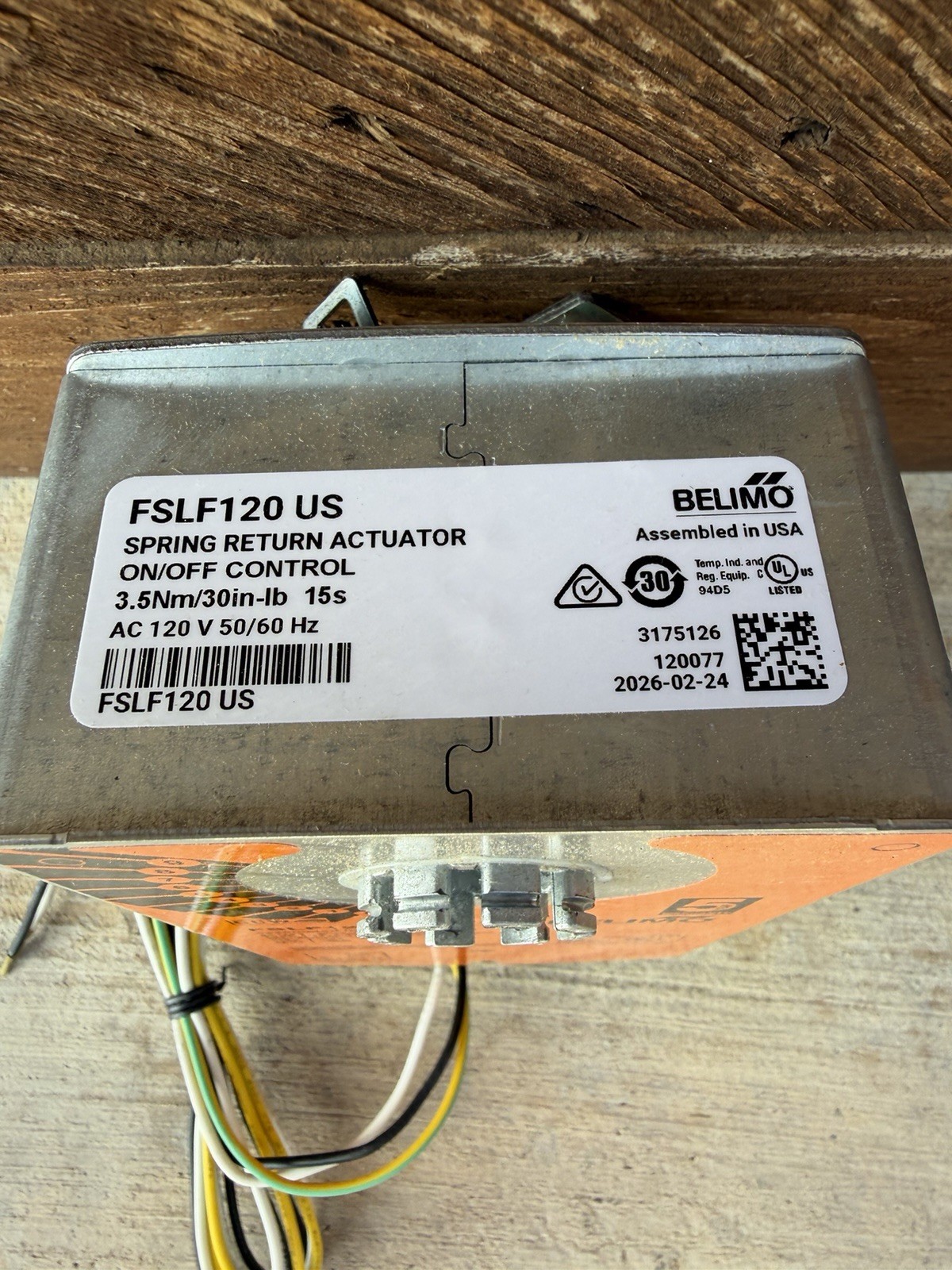Belimo FSLF120 US Spring Return Damper Actuator 120V On/Off Control