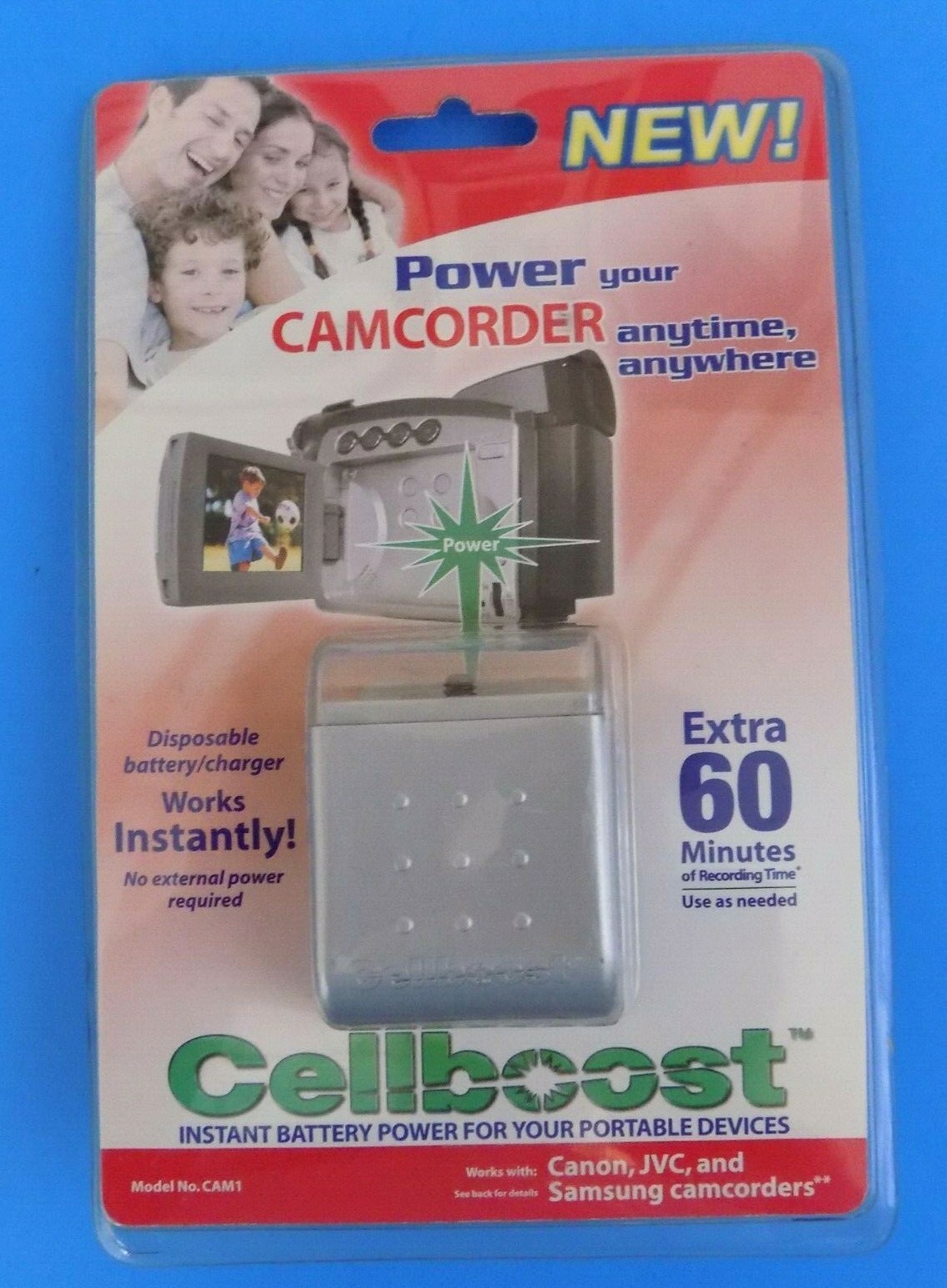 Cellboost~Instant Battery Power~Camcorders~Canon-JVC And Samsung Camcorders~NIP