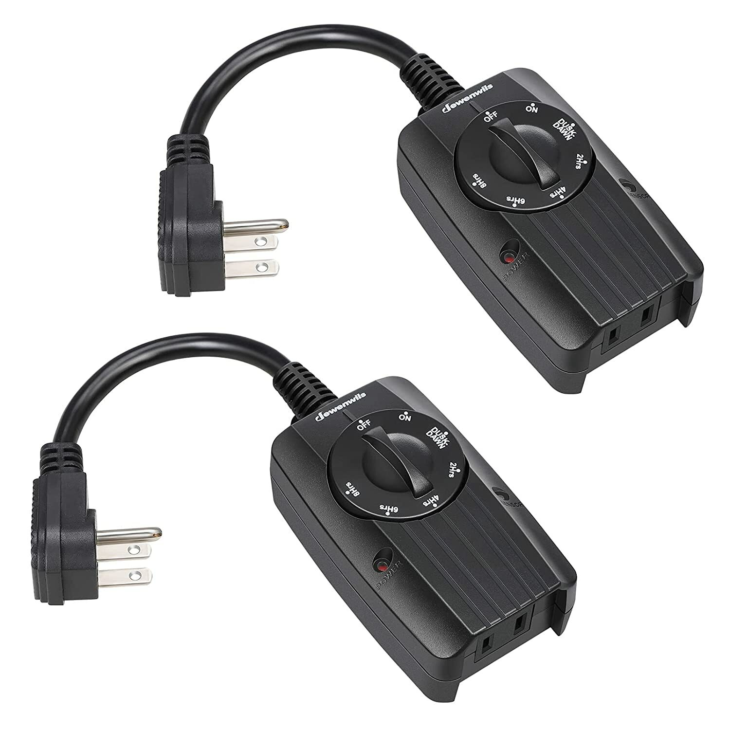 DEWENWILS 2Pack Outdoor Outlet Timer Switch Plug in Dusk to Dawn Countdown Timer