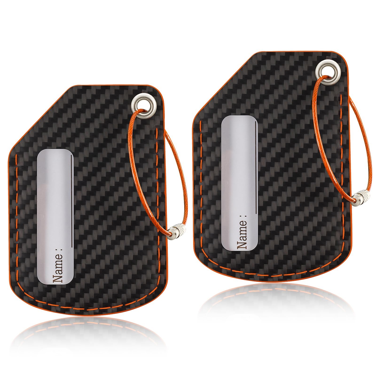 T-carbon 2pack Luggage Tags for Suitcases, Leather Backpack Black-orange