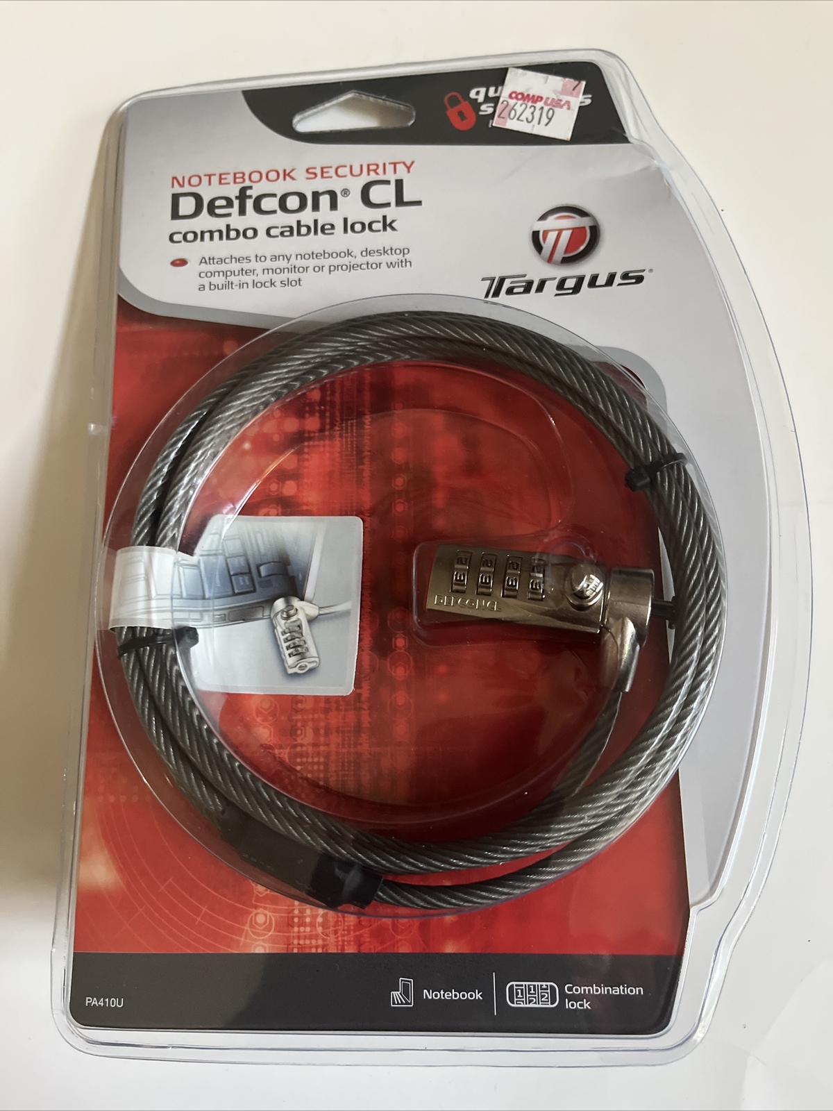 NIB Targus LapTop Security Lock DEFCON CL Combo Cable Lock 6 Feet