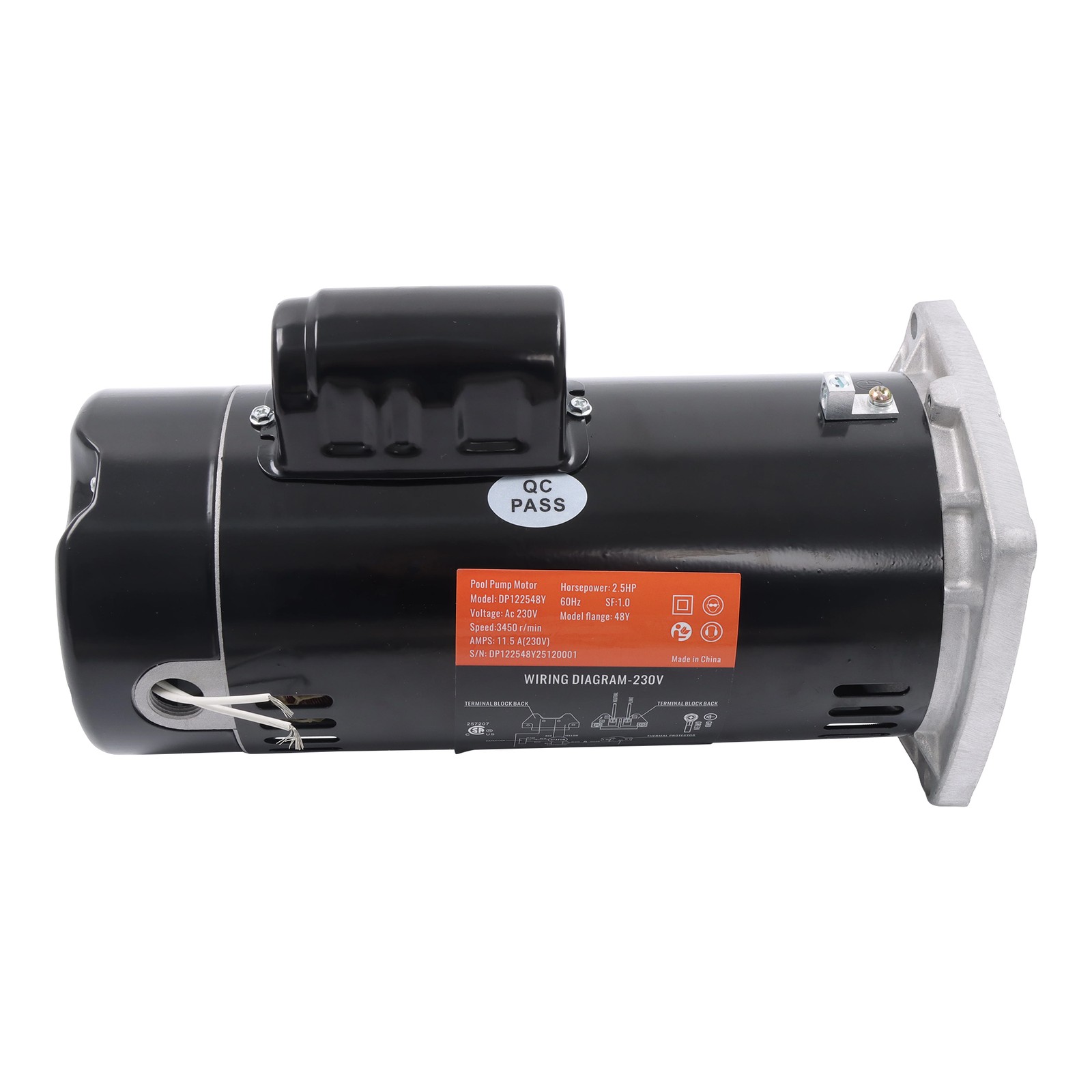 2.5 HP 3450 RPM 48Y Frame 230V Square Flange Pool Pump Motor for Century USQ1252