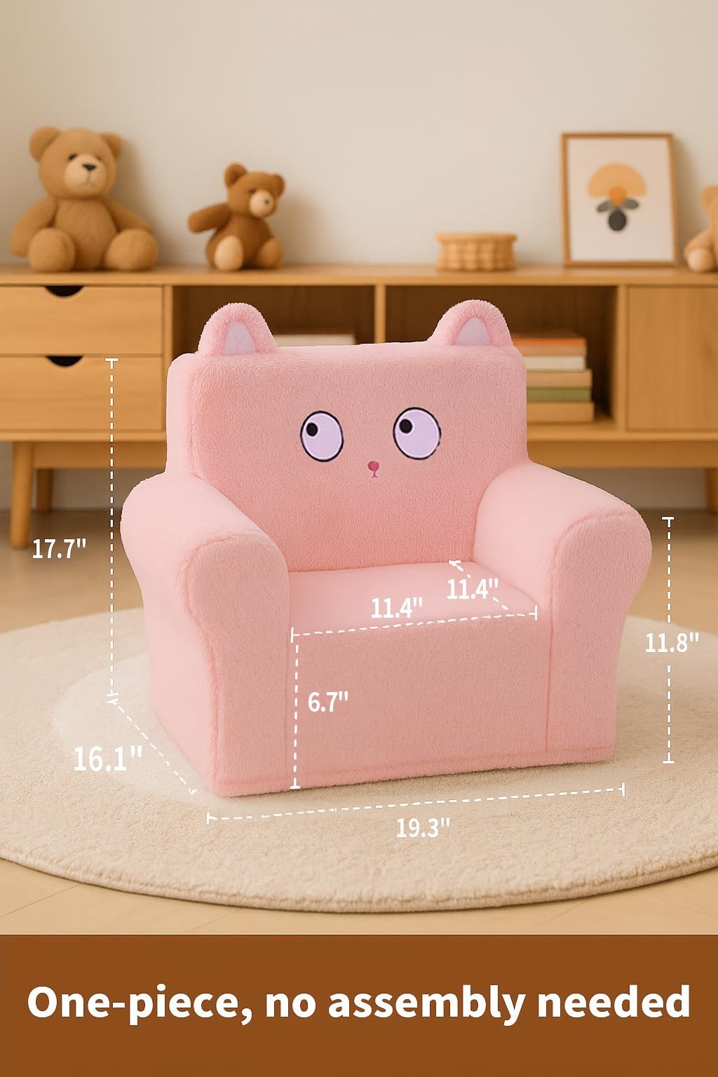 Cute Animal Foam Chair, Soft Faux Rabbit Fur, Comfy Lounge Chair and Couch wi...