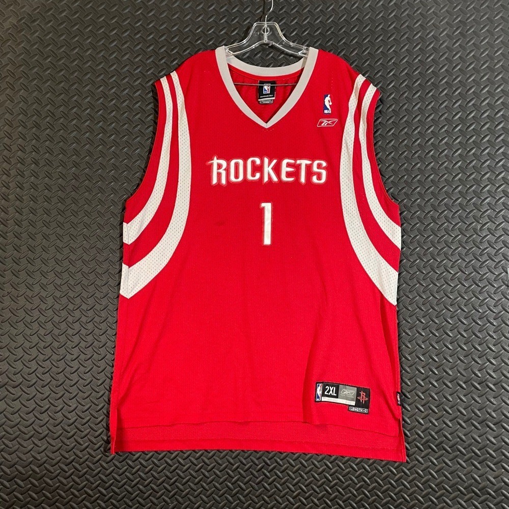 Reebok NBA Houston Rockets Tracy McGrady 1 Jersey Red Mens 2XL Length +2 M18