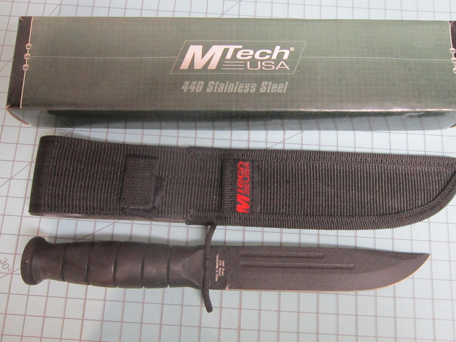 MTech USA MT-114 Rescue Team Fixed Blade Knife W/ Sheath MIB 440 Stainless Steel