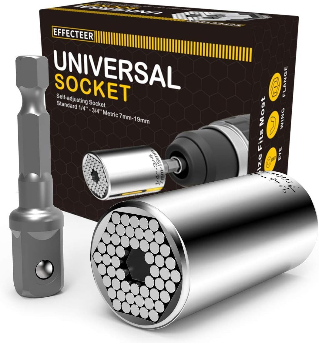 Universal Socket, Self-adjusting Socket Fits Standard 1/4'' - 3/4'' Metric 7mm-1