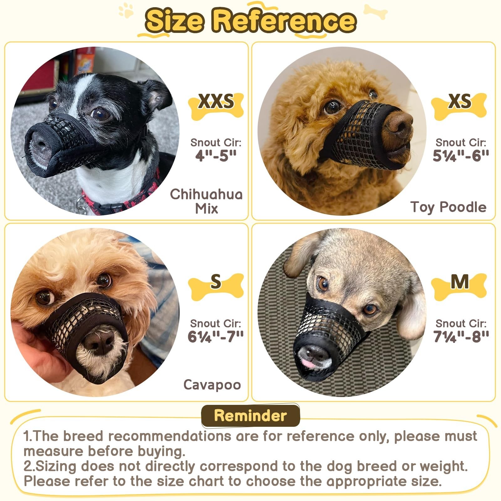 Mayerzon Dog Muzzle for Biting, Patented Soft Breathable Mesh Muzzle for Smal...