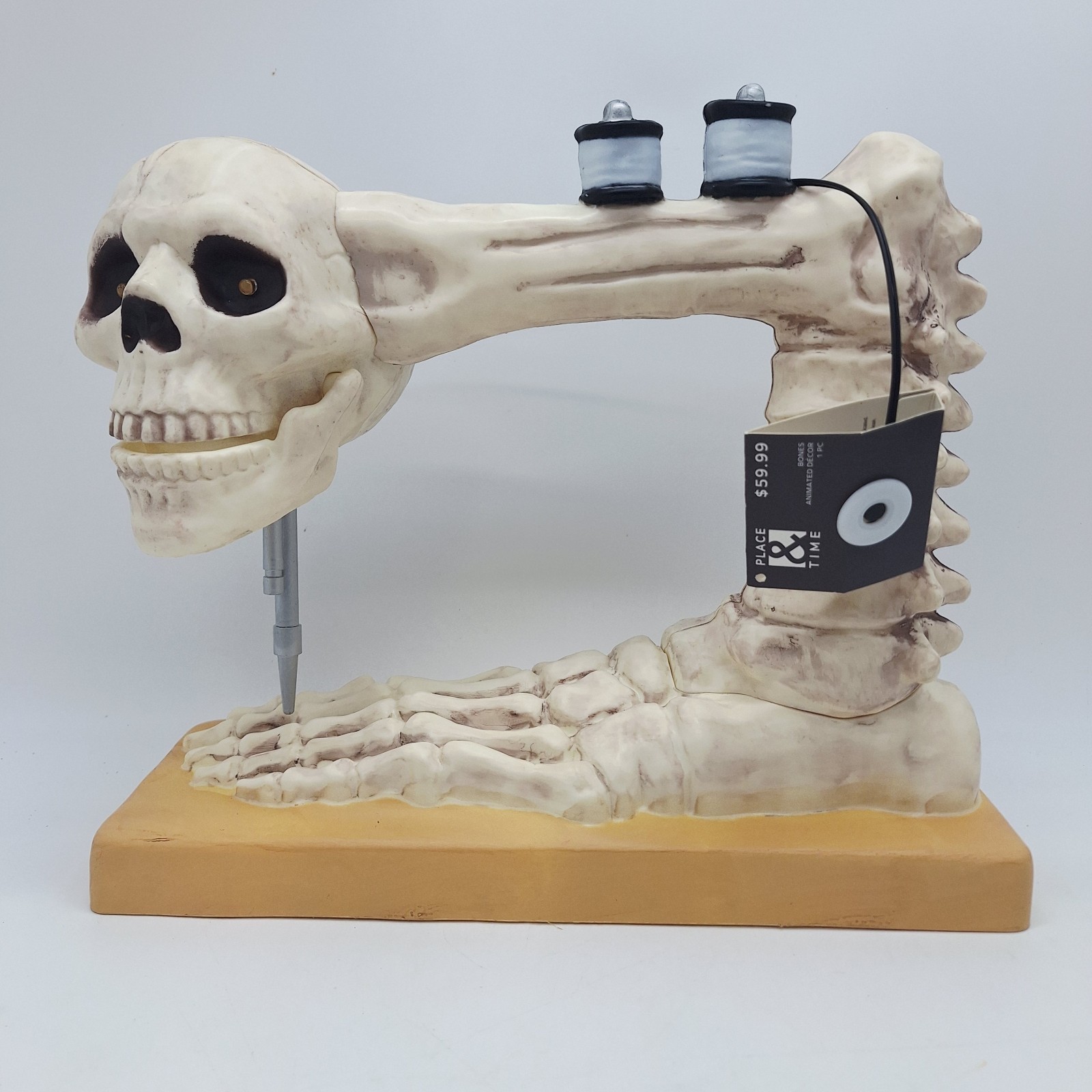 12in Halloween Animated LED Skeleton TALKING LIGHT-UP Sewing Machine NEW W/ Tag